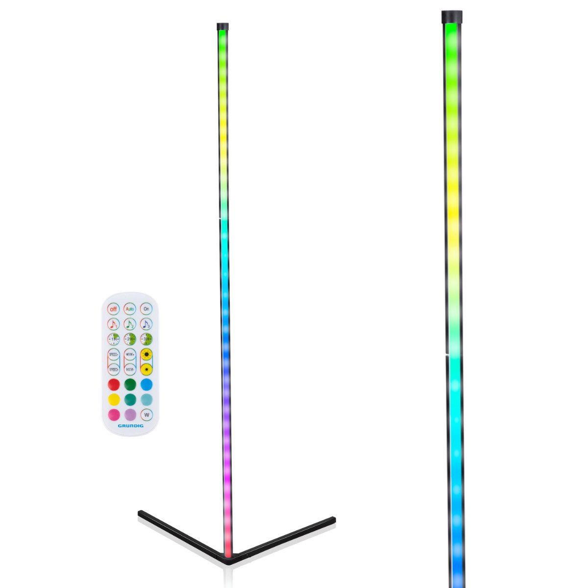 Grundig Stehlampe Grundig RGB LED Stehlampe Wohnzimmer mit Musikmodus, Dimmer
