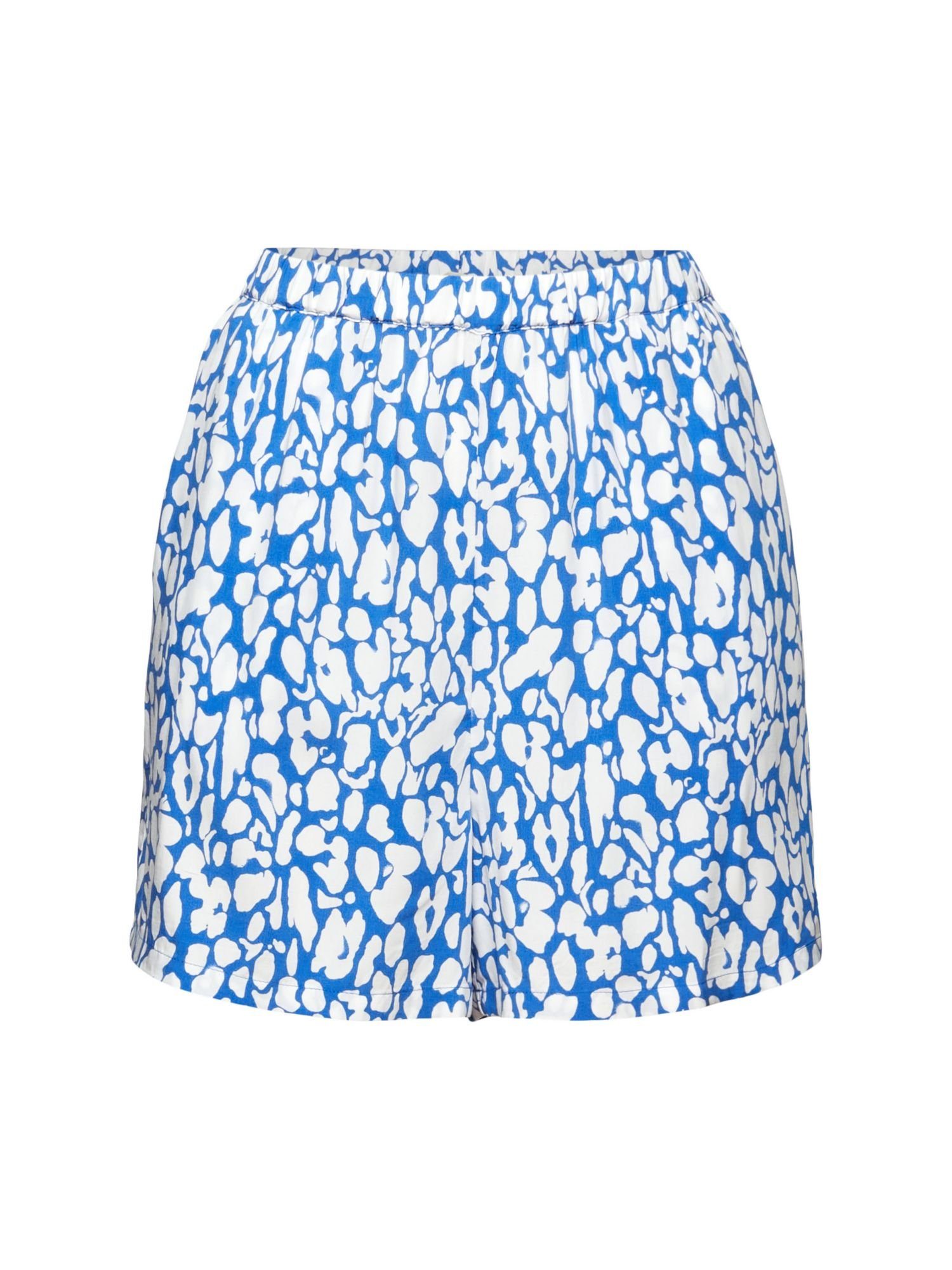 edc by Esprit Shorts Gemusterte Pull-on-Shorts, LENZING™ ECOVERO™ (1-tlg) BRIGHT BLUE