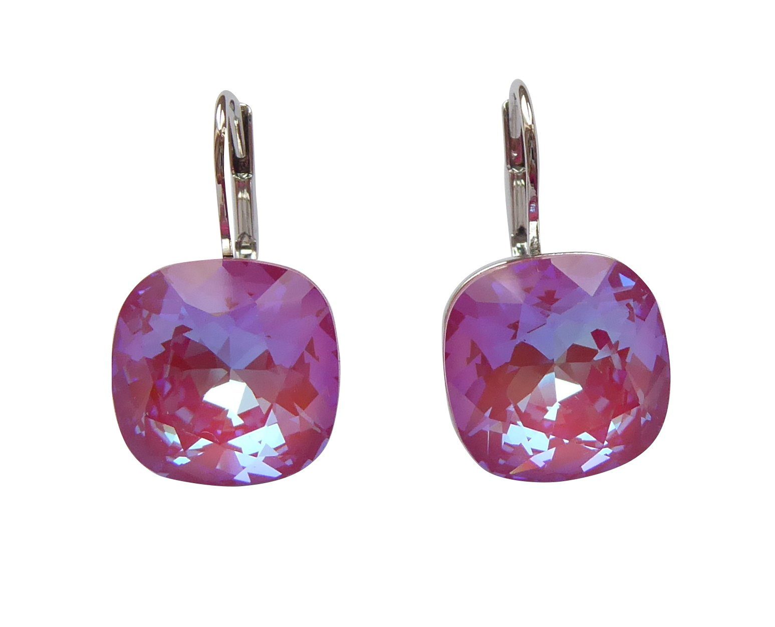 Mugello Paar Ohrhänger Romy pink rhodiniert Trendfarbe festlich Hingucker, Handgefertigter Modeschmuck, made in Germany