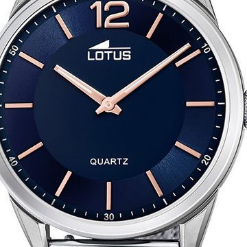 Lotus Quarzuhr Lotus Herren Armbanduhr Smart Casual, Herrenuhr rund, groß (ca. 40mm) Edelstahlarmband silber