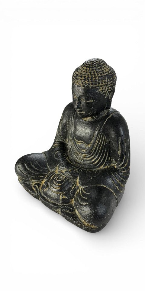 FaHome Skulptur Buddha Skulptur sitzend – Garten Terrasse Balkon Deko – Wetterfest – Bild 4 von 5