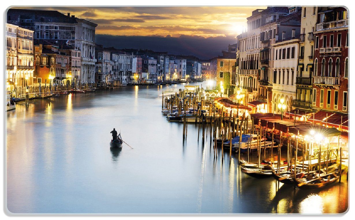 Wallario Frühstücksbrett Canal Grande in Venedig am Abend mit untergehender Sonne, ESG-Sicherheitsglas, (inkl. rutschfester Gummifüße 4mm, 1-St), 14x23cm