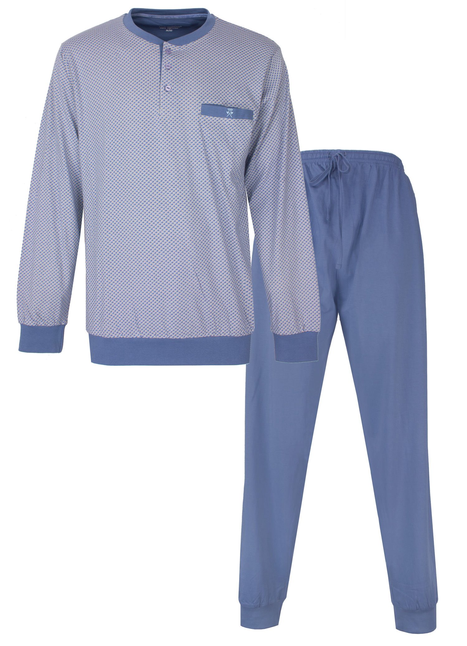 Paul Hopkins Schlafanzug Herren Pyjama mit Bündchen modisch (2 tlg) Baumwolle