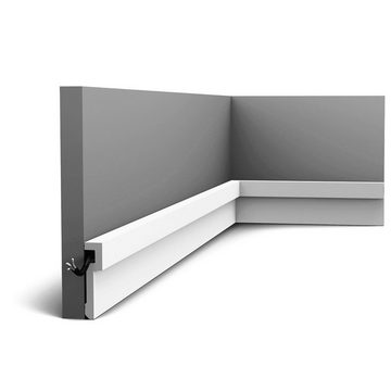 Orac Decor Flexprofil PX198F (Sockelleiste, 1-St., flexible Zierleiste Eckleiste Modernes Design weiß 2 m), weiß, vorgrundiert