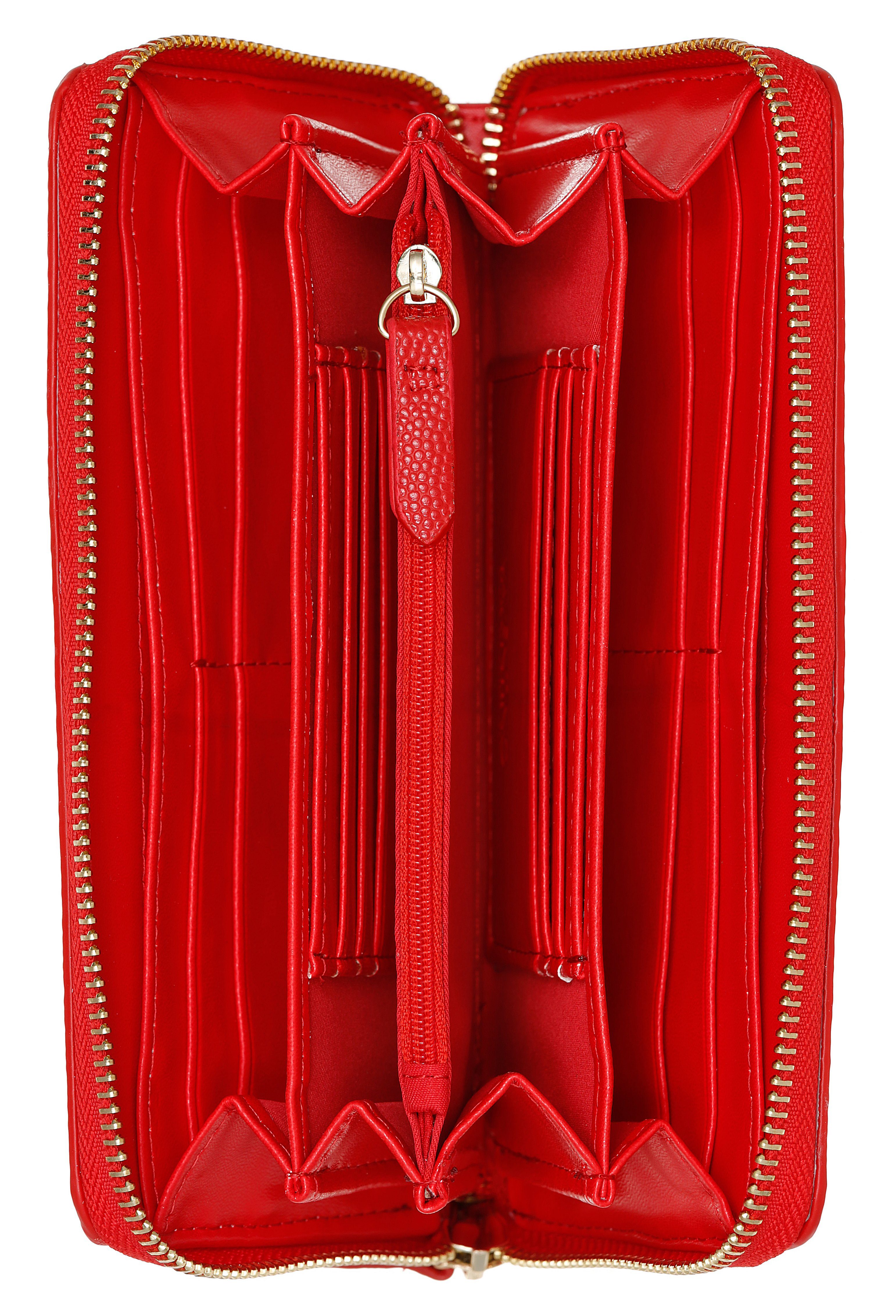 Geldbörse Details VALENTINO genarbter leicht und rot BAGS mit DIVINA, Oberfläche silberfarnene