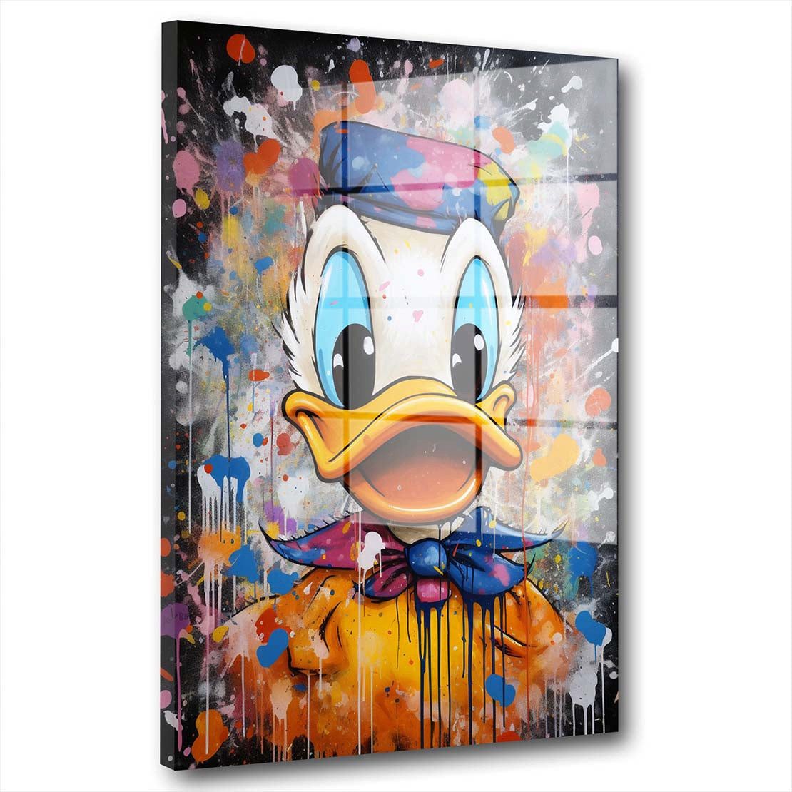 Acrylglasbild Pop Art Duck Porträt Acrylglas Wandbild Bild Wanddeko Wohnzimmer XL