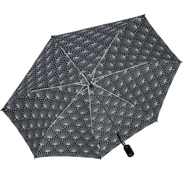 Knirps® Taschenregenschirm leichter, kompakter Schirm mit Auf-Zu-Automatik, mit UV-Schutz - Linien Renature black