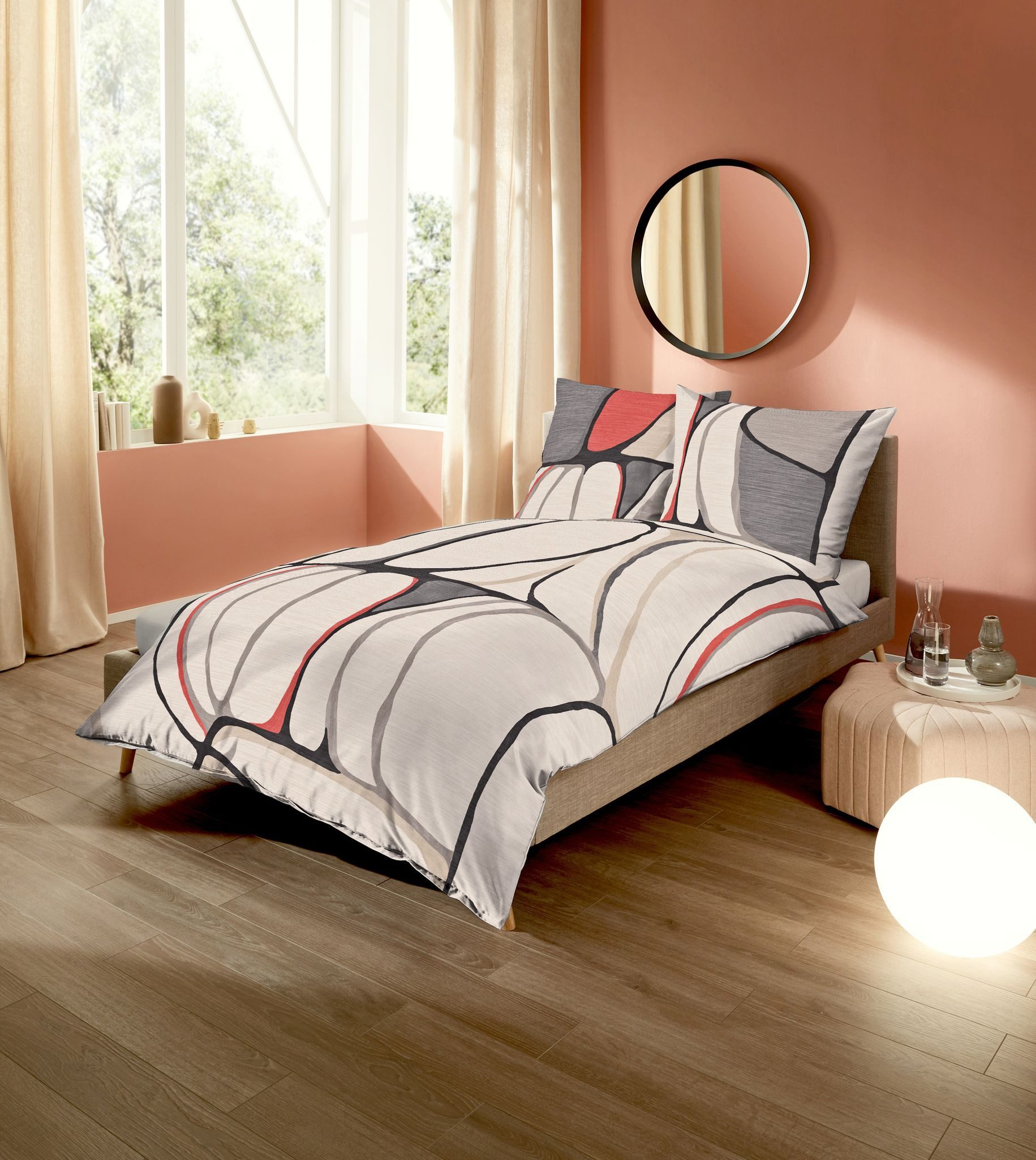 JACK Bettwäsche 135x200cm Opalith Natur Grafik Kaeppel, Biber, 2 teilig, mo günstig online kaufen