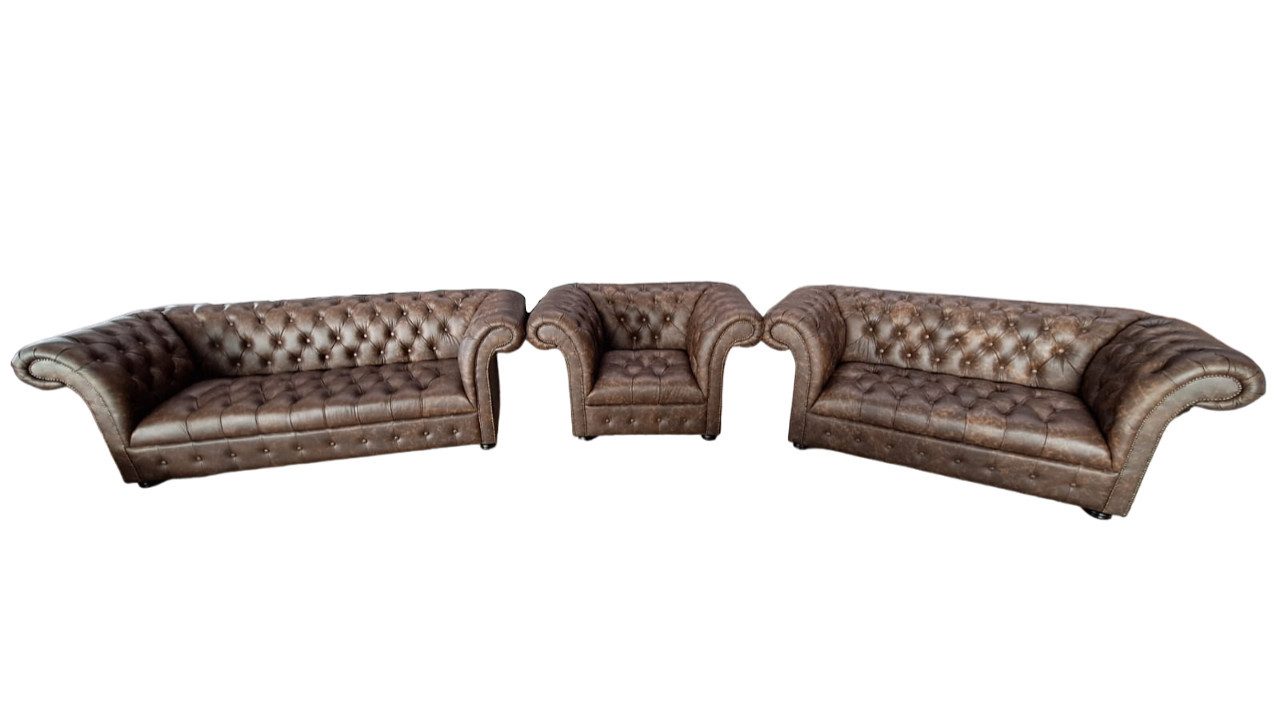 Xlmoebel Chesterfield-Sofa Chesterfield Sofagarnitur 3+2+1 Polster Möbel Set 3tlg. Sofort, 3 Teile, Made in Europa