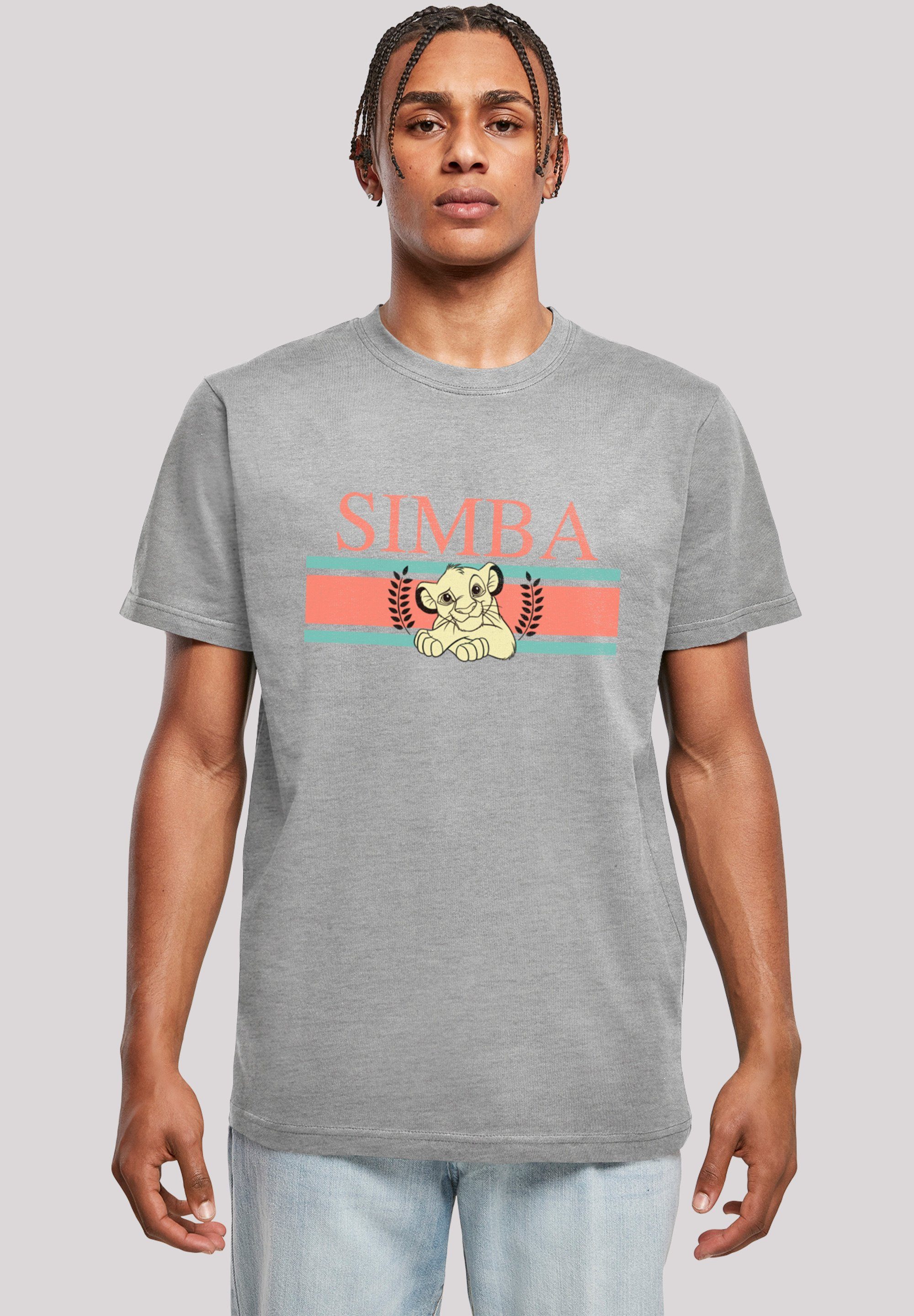 Saum Stripes Rippbündchen am König Hals Doppelnähte am der Simba und T-Shirt Disney F4NT4STIC Print, Löwen