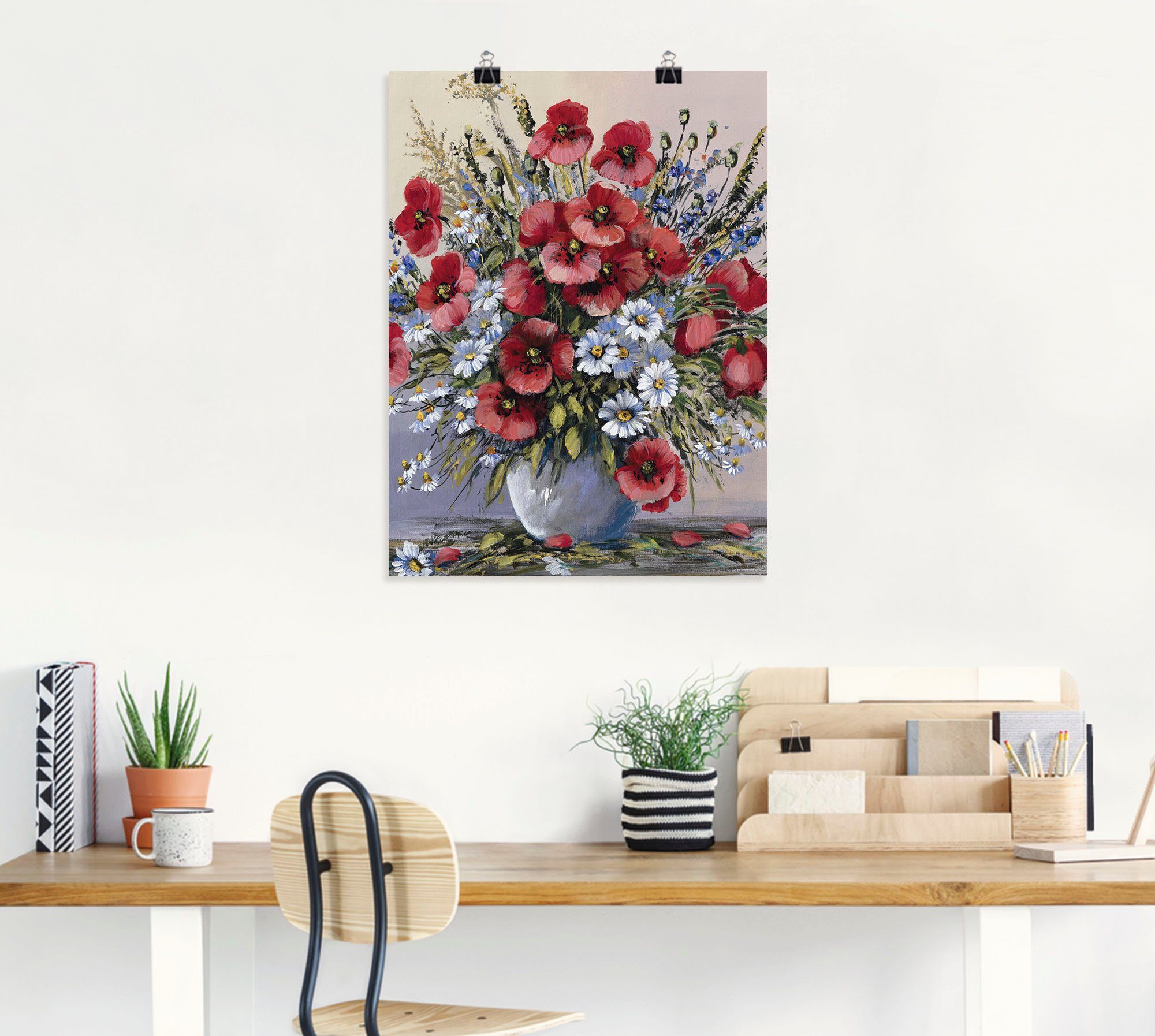 Poster Artland in Mohnblumen, Leinwandbild, (1 St), Größen als Rote oder Wandbild versch. Blumen Wandaufkleber