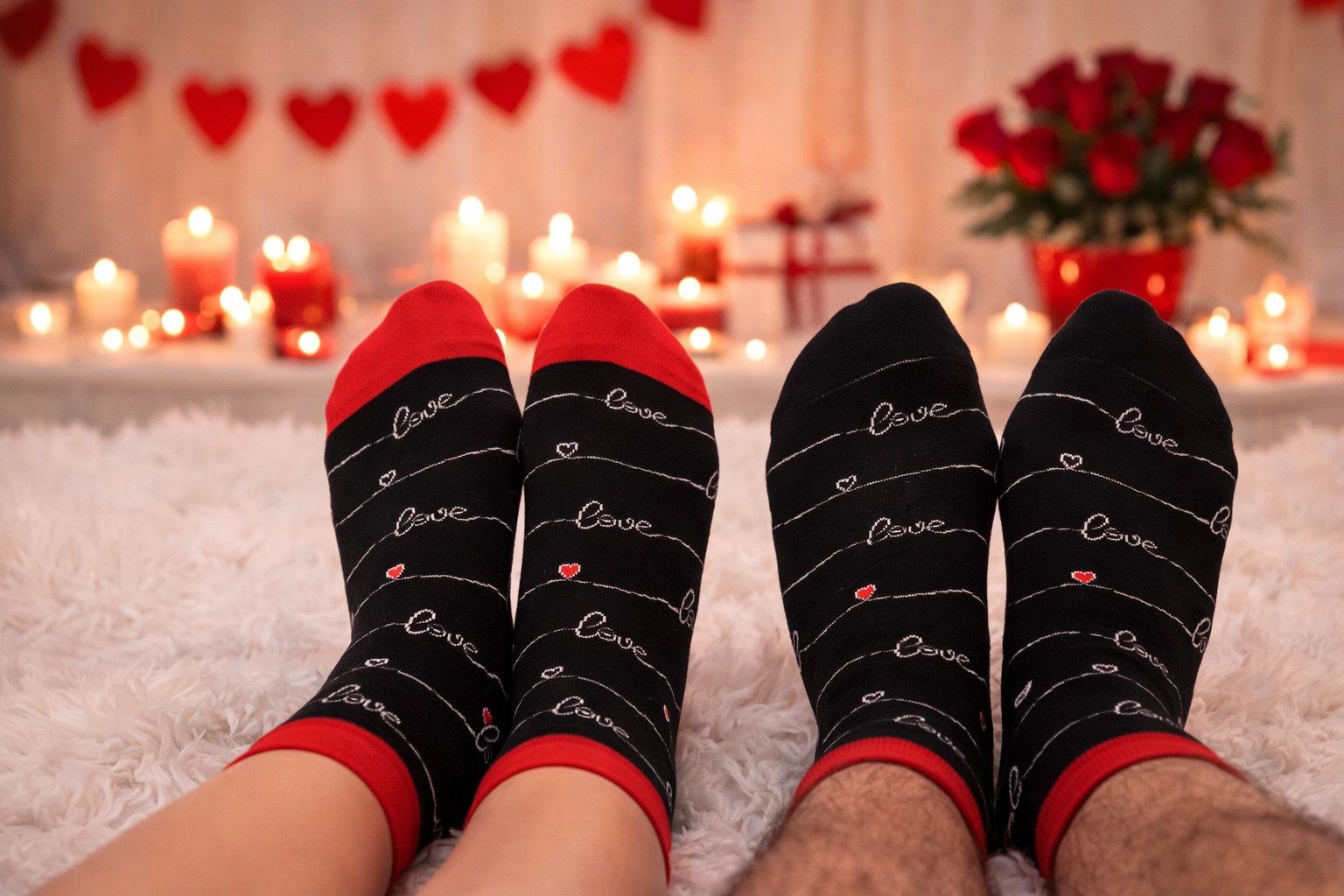 Martinex Socken Freizeitsocken socks in schwarz mit Herzen und love Muster Strümpfe (für Damen, Herren, Kinder, 1 Paar, für Valentinstag, Hochzeitstag, Geburtstag, unisex)