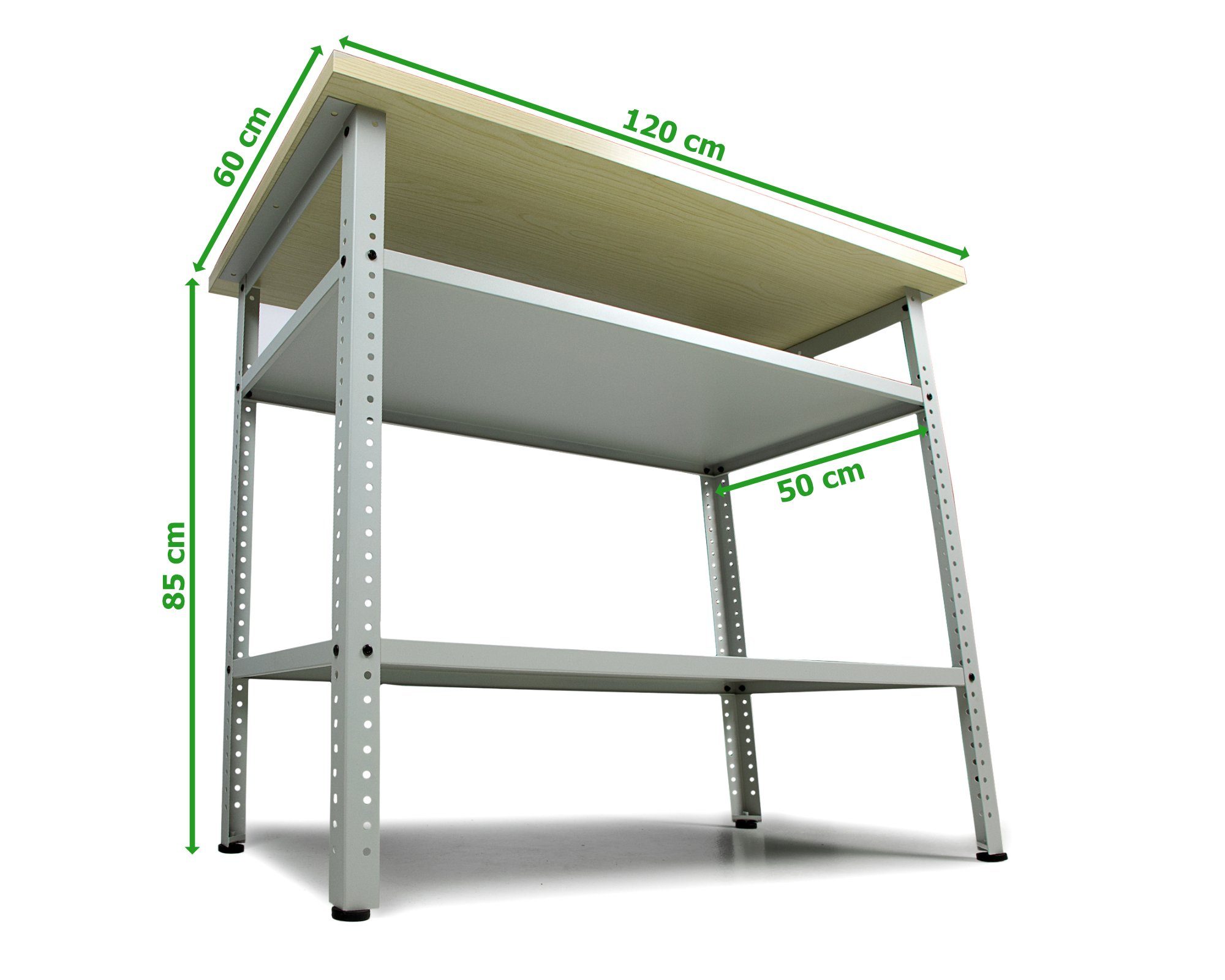 ONDIS24 Werkstatt-Set Werkstatteinrichtung 120 cm Werkbank Basic Pro, Metall, 1,20m (B) x 2,05m (H) x 0,60m (T)