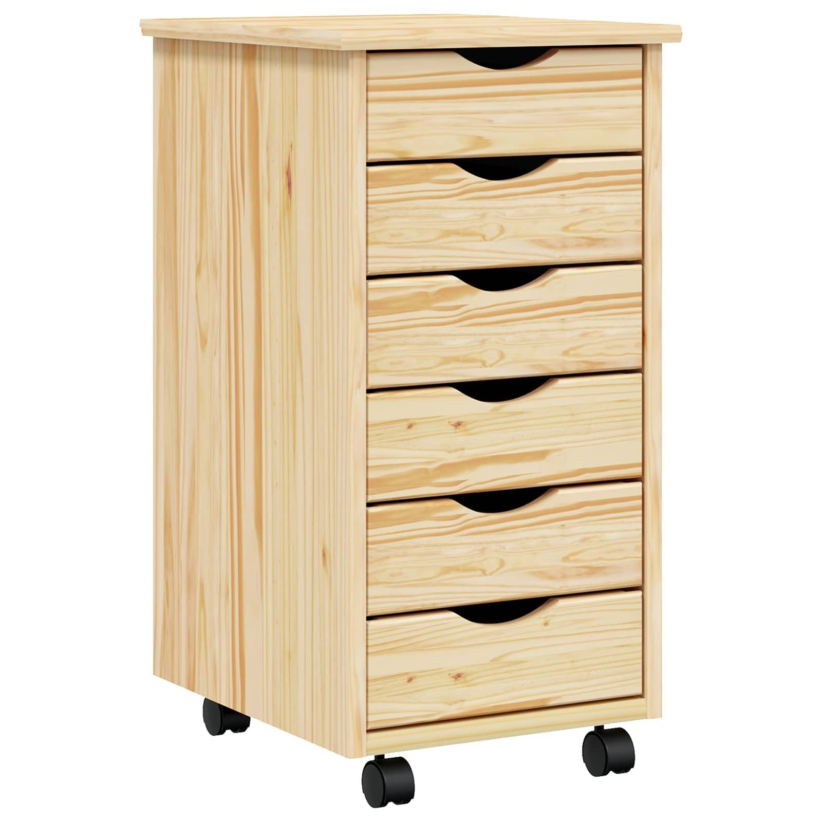 vidaXL Rollcontainer Rollcontainer mit Schubladen MOSS 34 x 39 x 65,5 cm Klarlack, (1 St)