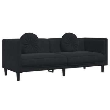 vidaXL Sofa Sofa mit Kissen 3-Sitzer Schwarz Samt