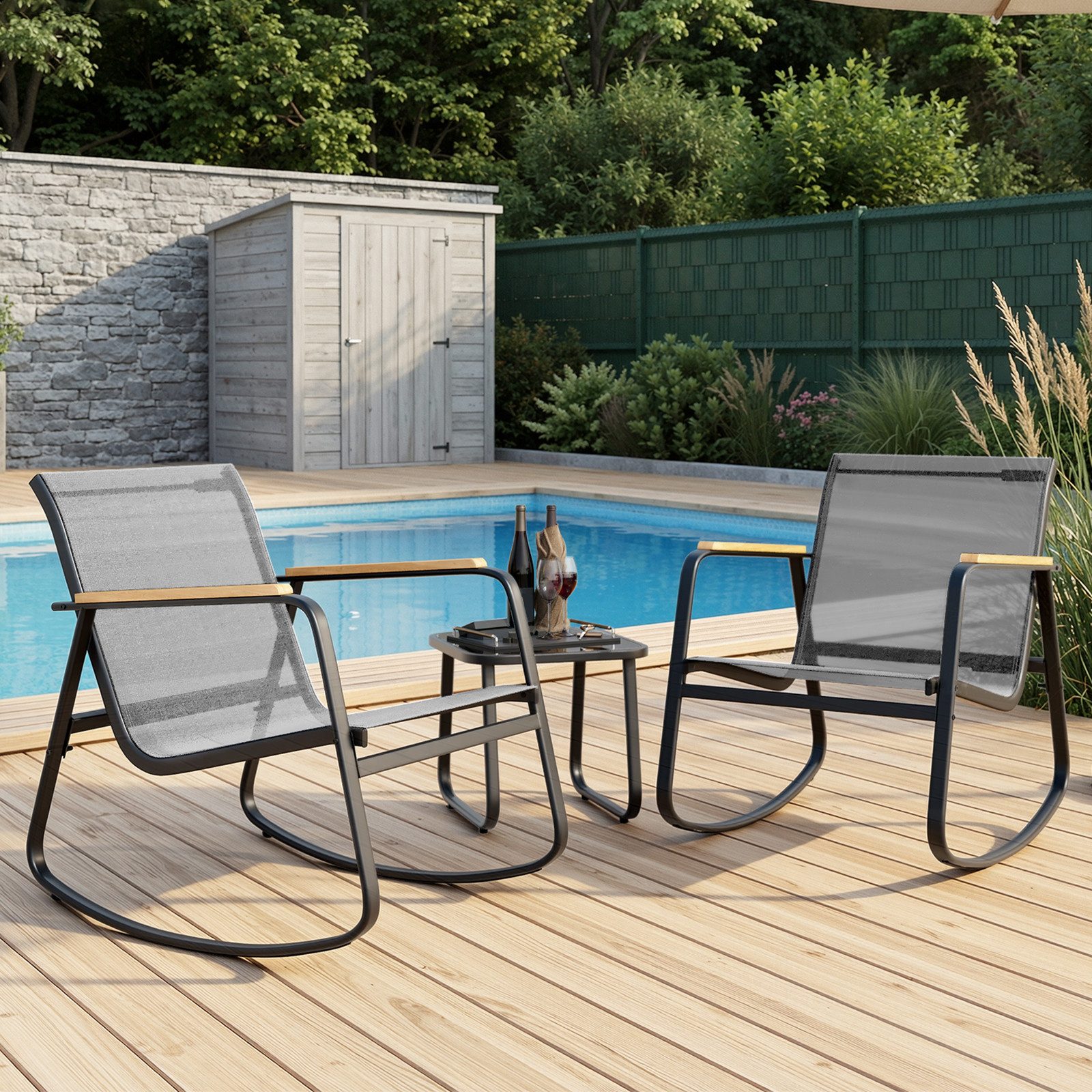 Bealife Balkonset Garten Balkonmöbel-Sets,2 Sessel und 1 Tisch für Garten, Terrasse