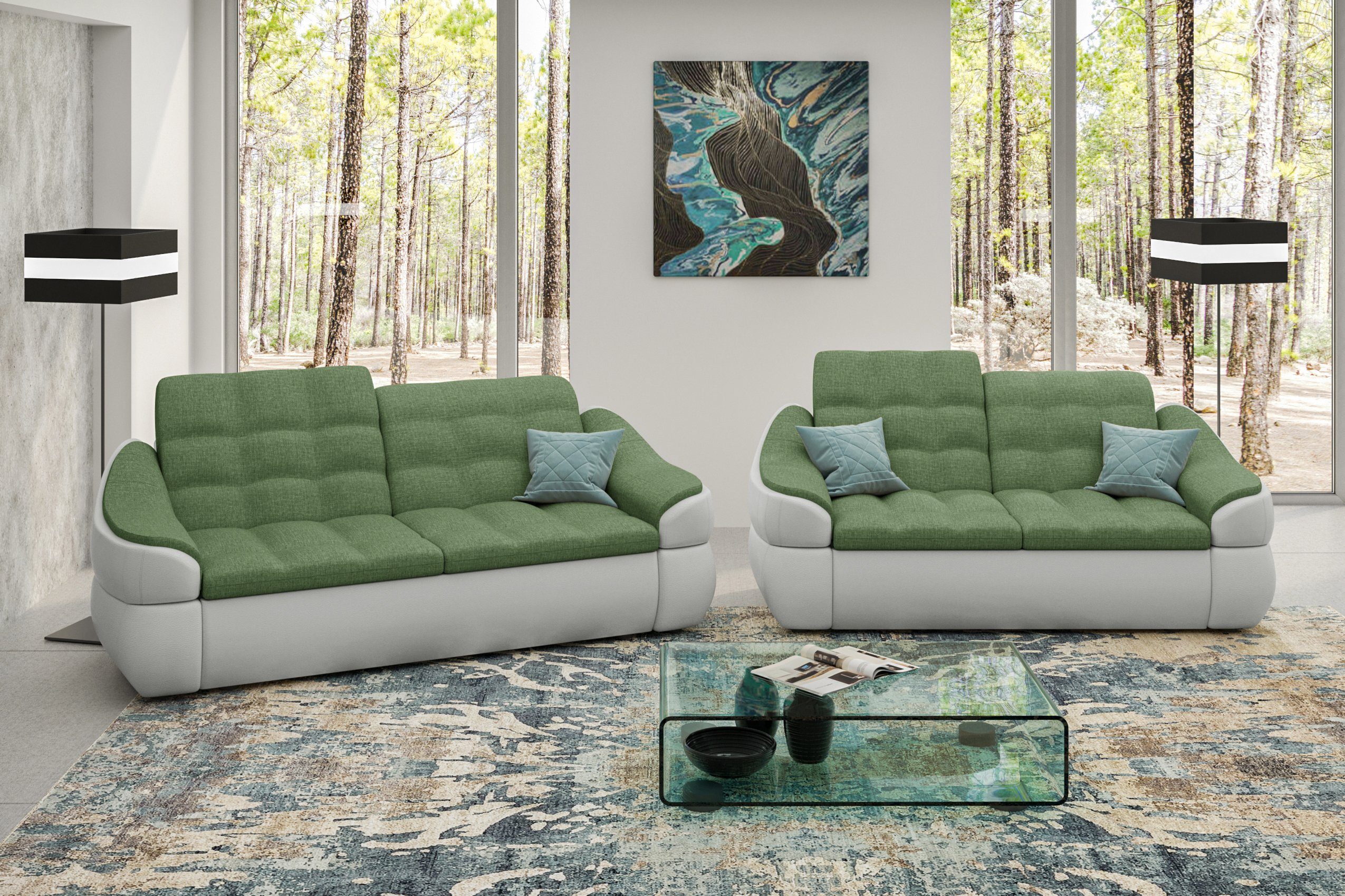 Sofa, aus (Set Polstergarnitur 2-Sitzer Europa 2,5-Sitzer Design, Sofa Alisa, bestehend und Modern in made Stylefy (2-tlg),
