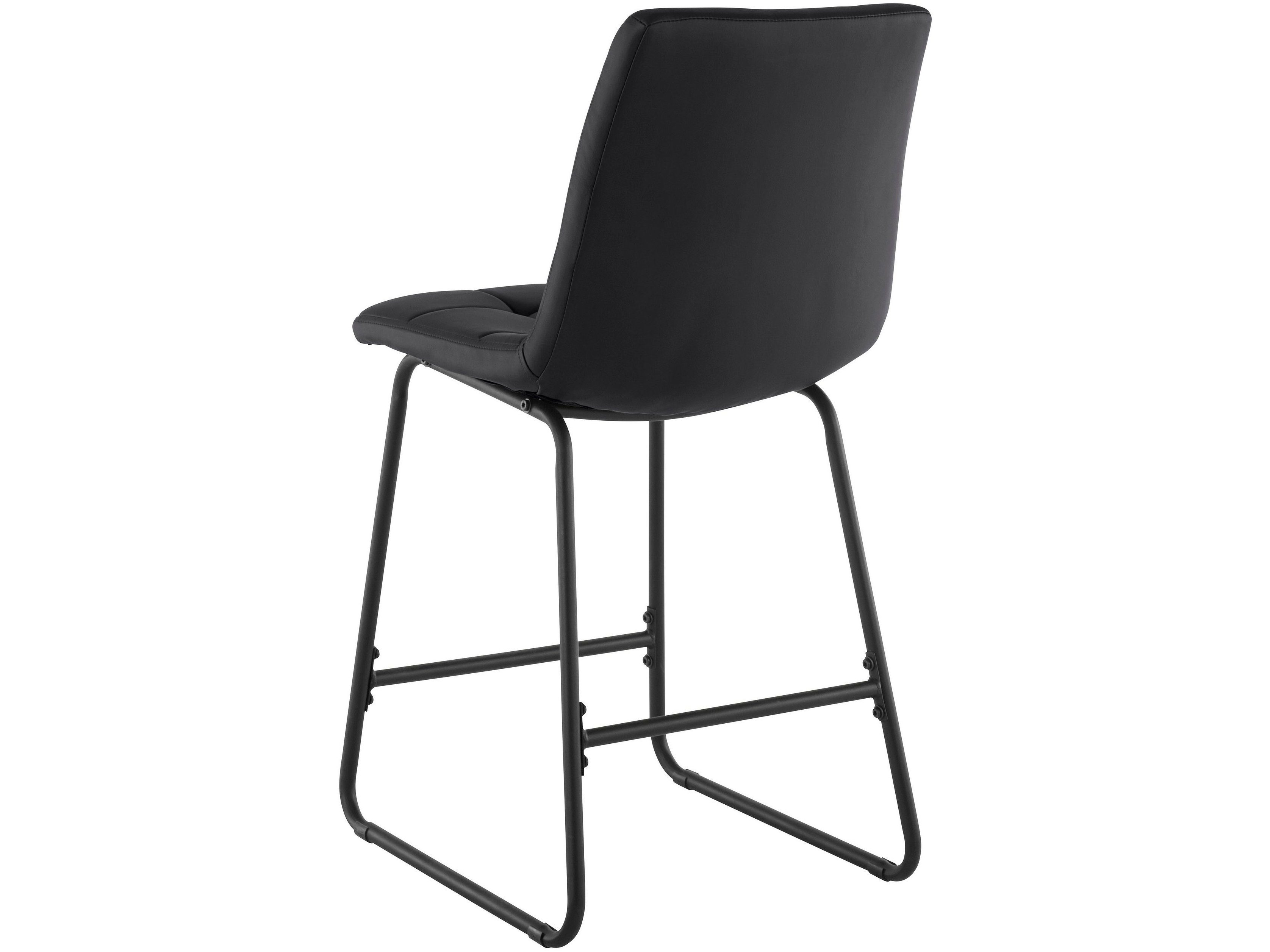 Kufengestell aus 2 loft24 Sitzhöhe (Set, schwarz Marci schwarz 65 cm Hochstuhl Metall, Lederioptik, Barstuhl, | St),