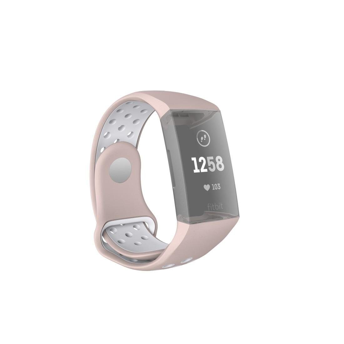 - atmungsaktives Ersatzarmband Hama Schmutzabweisend Fitbit - Charge Abwaschbar 22mm, rosé Rutschfest Smartwatch-Armband Sportarmband, 3/4,