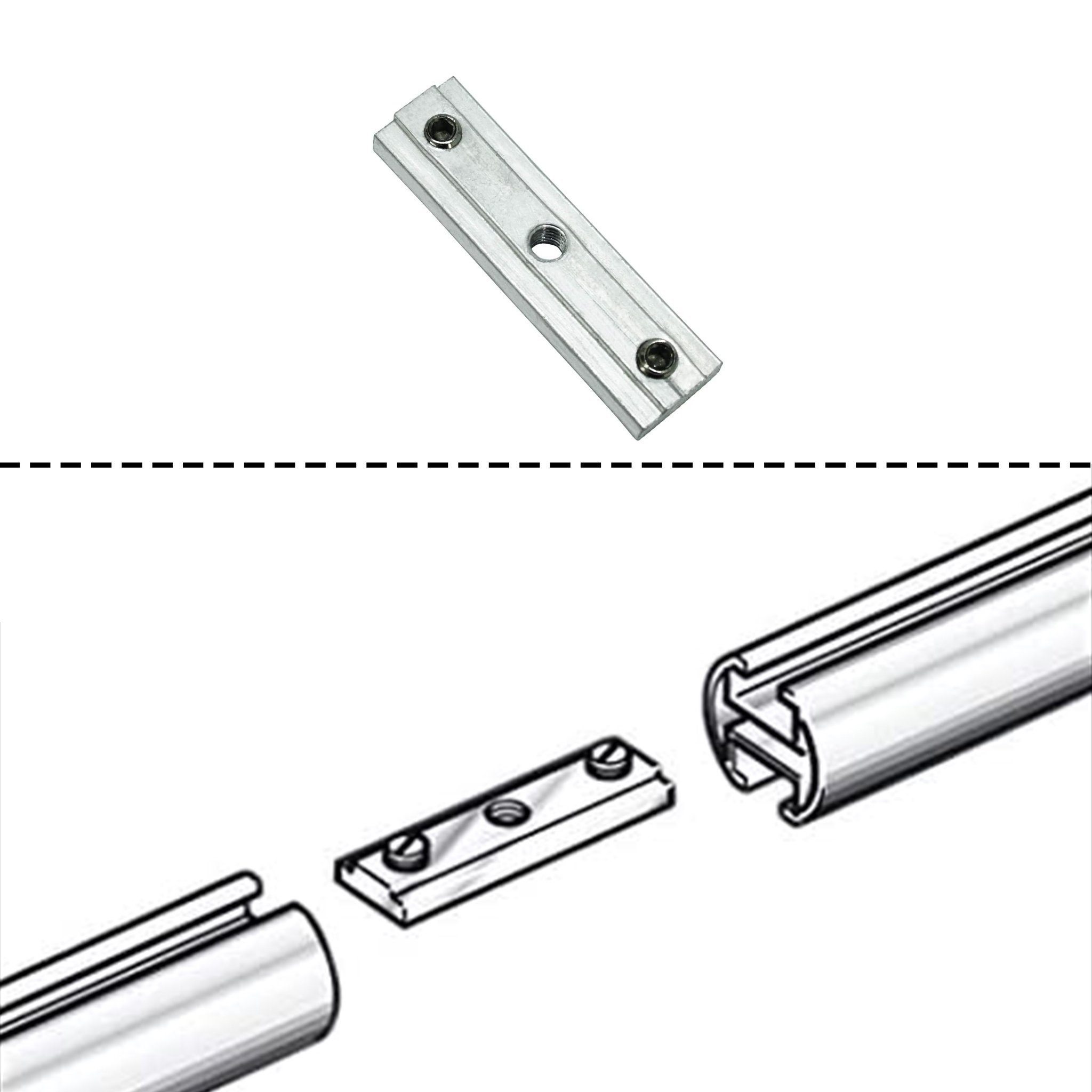 edelstahl Fixmaß, 1-läufig, Gardinenstange Gap, Aluminium, Komplettset optik mm, Verschraubt, Ø Innenlaufgarnitur DECO SN 19 GROUP,