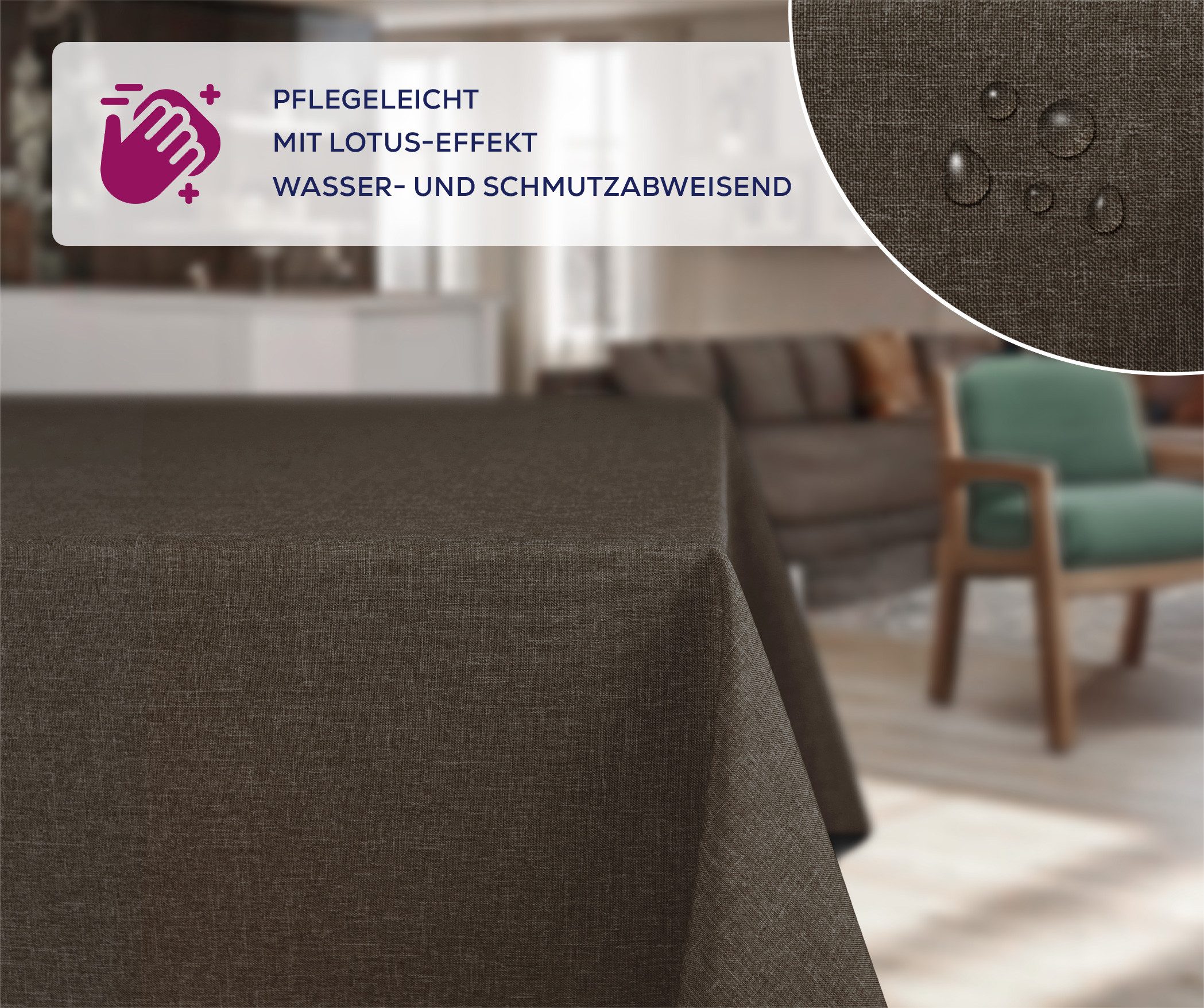 Beautex Tischdecke Fleckenabweisende bügelfreie Tischdecke mit Lotuseffekt, günstig online kaufen