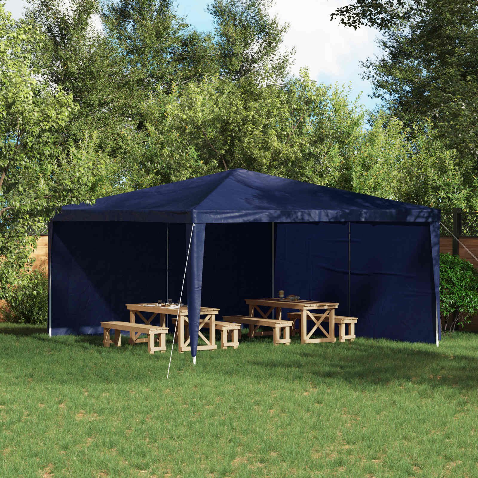 vidaXL Partyzelt Party Zelt Seitenteil 2 pcs Blau 400 x 195 cm PE und Stahl
