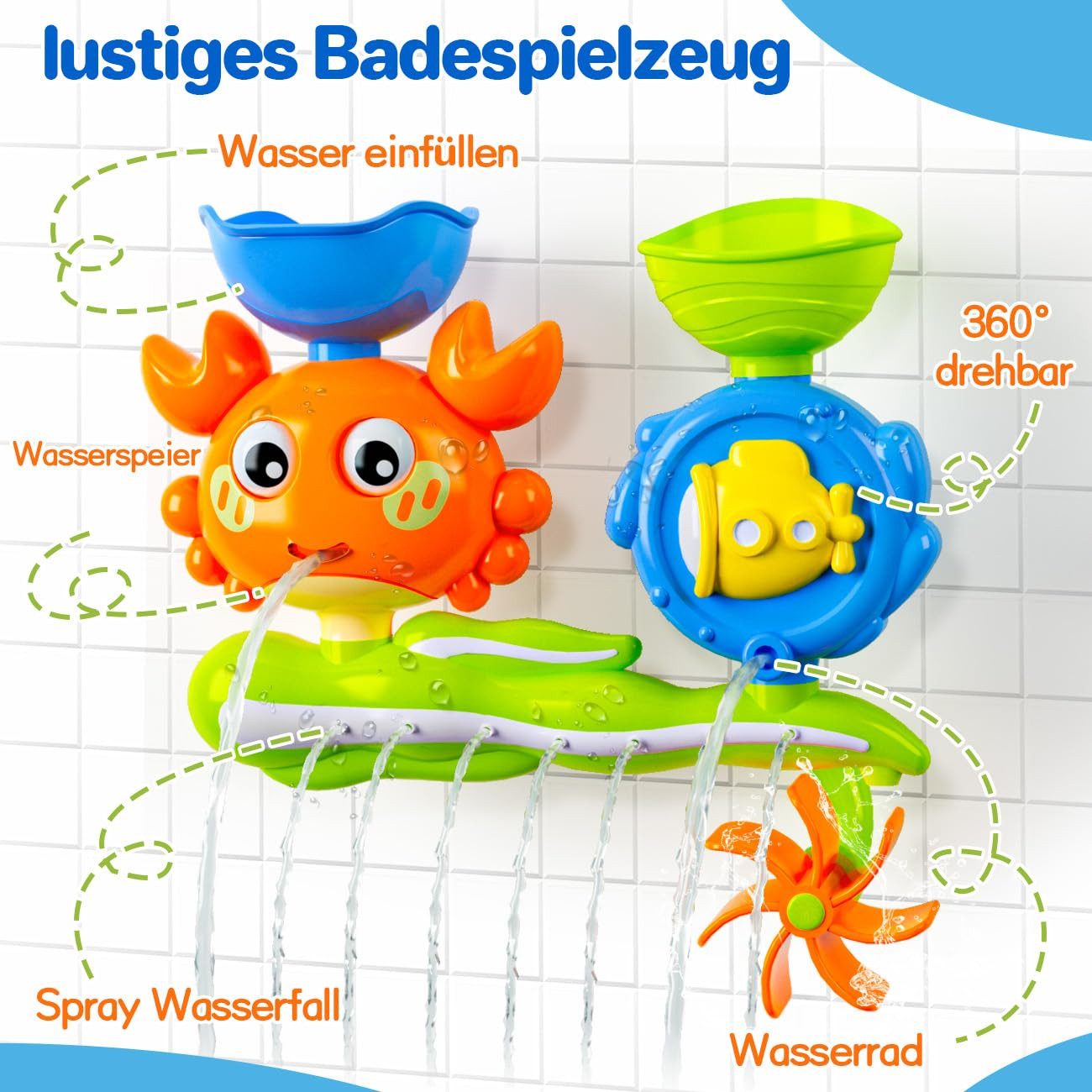 CLTYQ Badespielzeug Badespielzeug für Kinder,Wasserspiel-Krabbe,Lernspielzeug, Badewannenspielzeug & Outdoor,Geschenk für Junge Mädchen Geburtstag – Bild 3 von 5