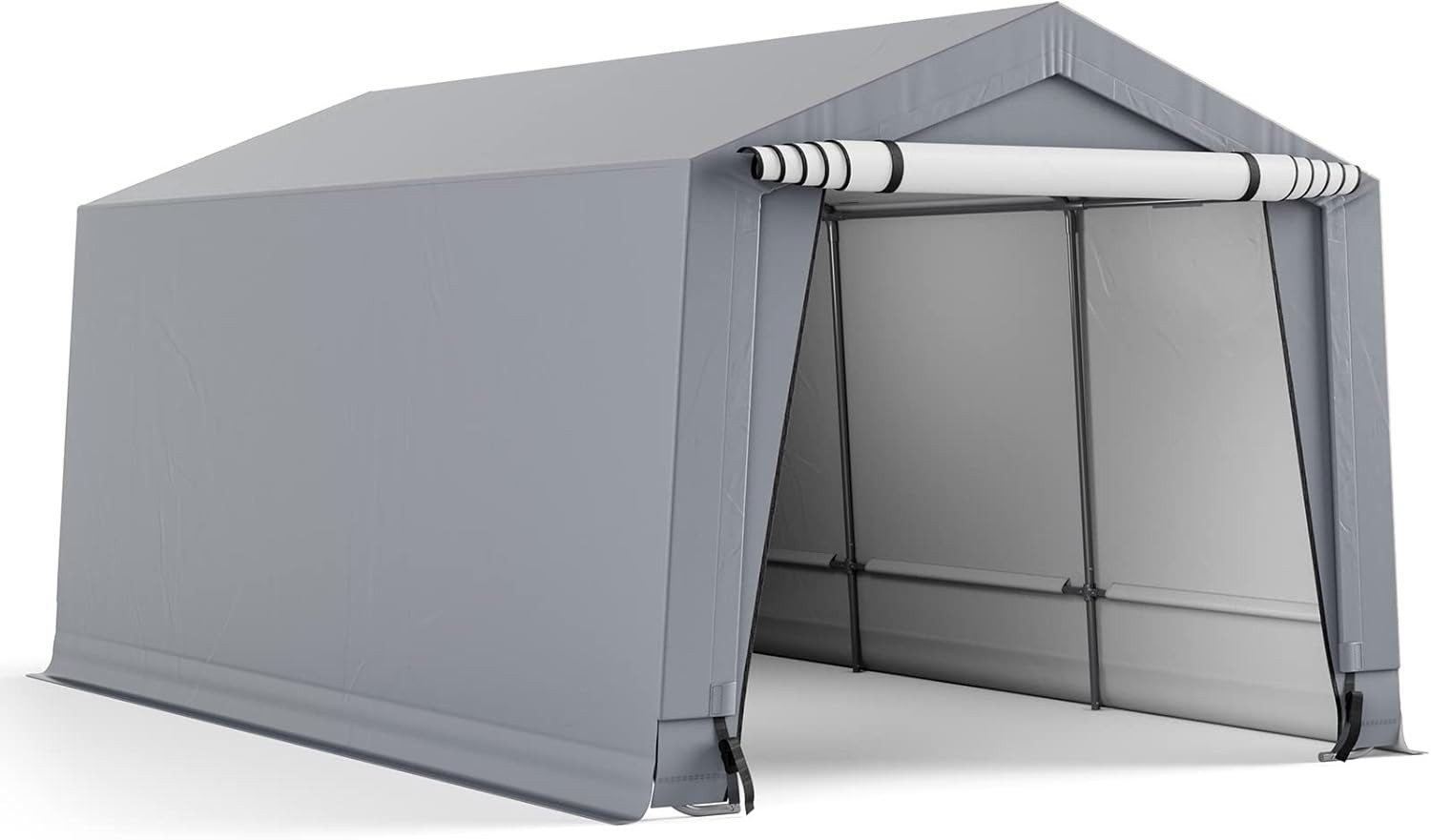 KOMFOTTEU Einzelcarport 3x4,9m, Garagenzelt mit abnehmbare Tür