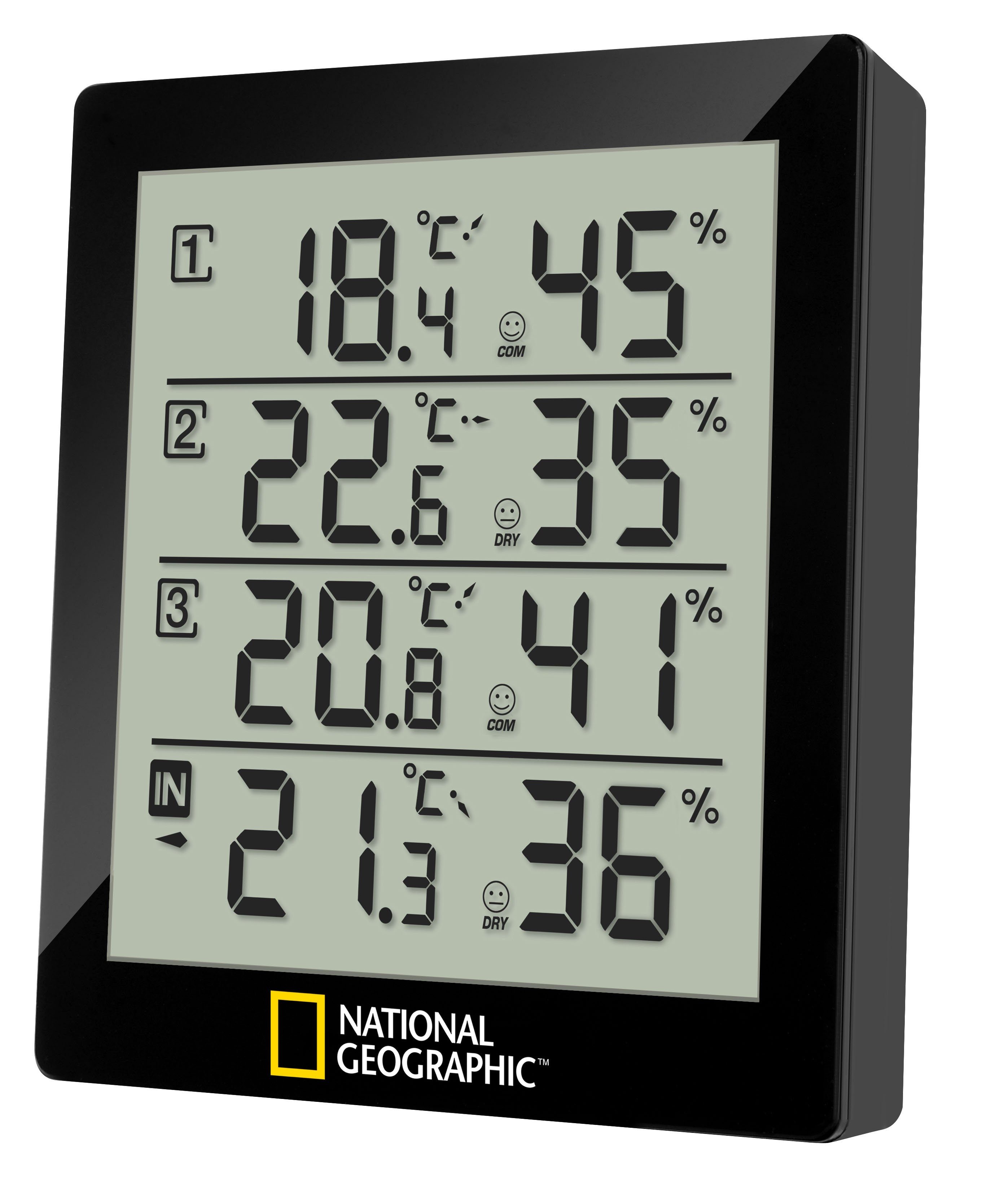 NATIONAL GEOGRAPHIC Hygrometer NATIONAL GEOGRAPHIC Digitales Thermo-Hygrometer für 4 Messbereiche - …