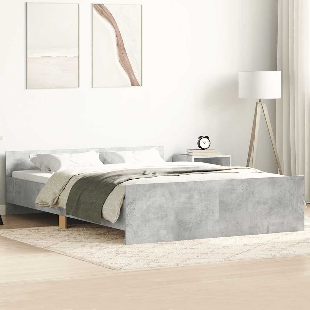 furnicato Bettgestell Bett in Betongrau 203 x 143 x 50 cm mit Holzwerkstoff (1-tlg), Rückenstütze