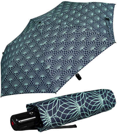 Knirps® Taschenregenschirm leichter, kompakter Schirm mit Auf-Zu-Automatik, mit UV-Schutz - Linien Renature green