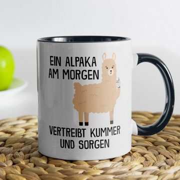 22Feels Tasse Alpaka Süßes Tier SpruchGeschenk Arbeitskollege Büro Humor Witzig, Keramik, Made in Germany, Spülmaschinenfest, Zweifarbig