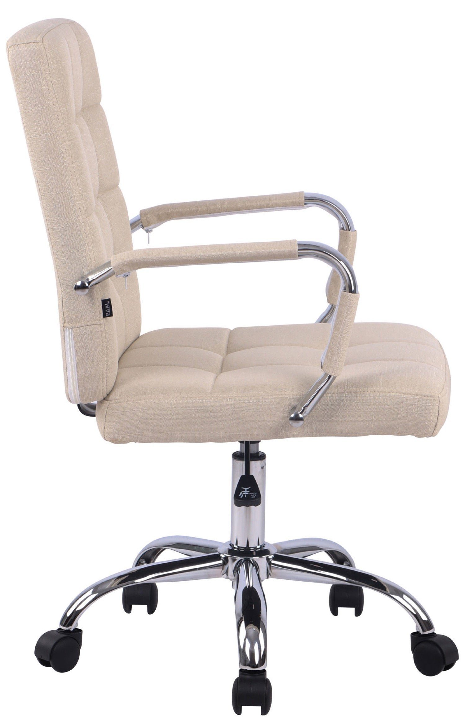 und Deal Stoff bequemer - V1 Gestell: Bürostuhl 360° Sitzfläche: creme Chefsessel, XXL), chrom Metall Drehstuhl, - drehbar Bürostuhl (Schreibtischstuhl, TPFLiving mit Rückenlehne höhenverstellbar