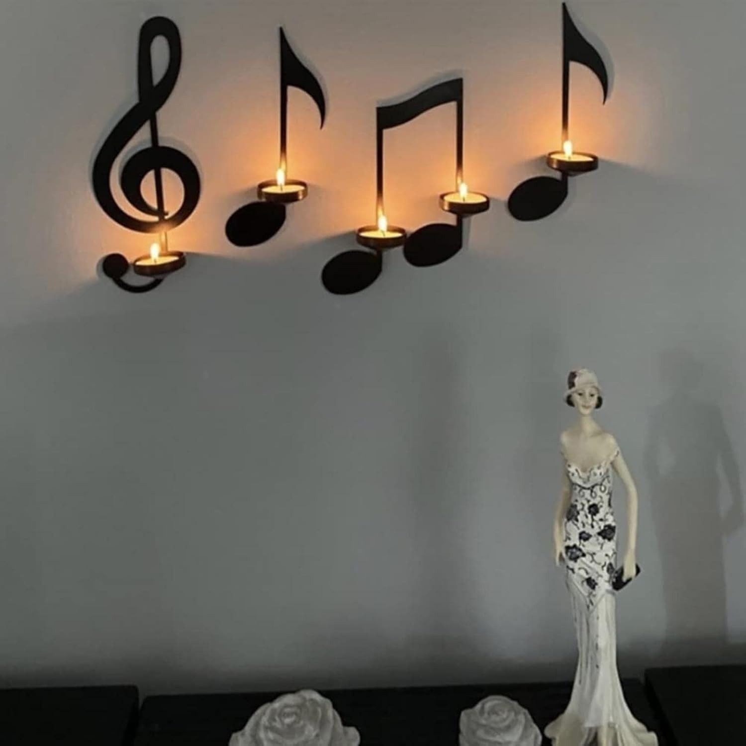 Holz Lichter Wandregal Wand-Kerzenhalter-Set „Musiknote“, 4 Stk., günstig online kaufen