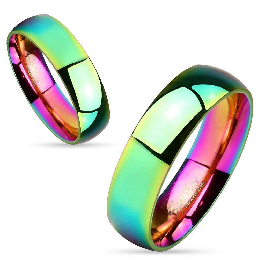 Taffstyle Fingerring Partnerring Edelstahl Rainbow Verlobungsring Größe 70 (22.3) Breit:6mm (Paarring Partnerring Ehering Trauring Hochzeitsring), Freundschaftring Herrenring Damenring Freundschaftsring