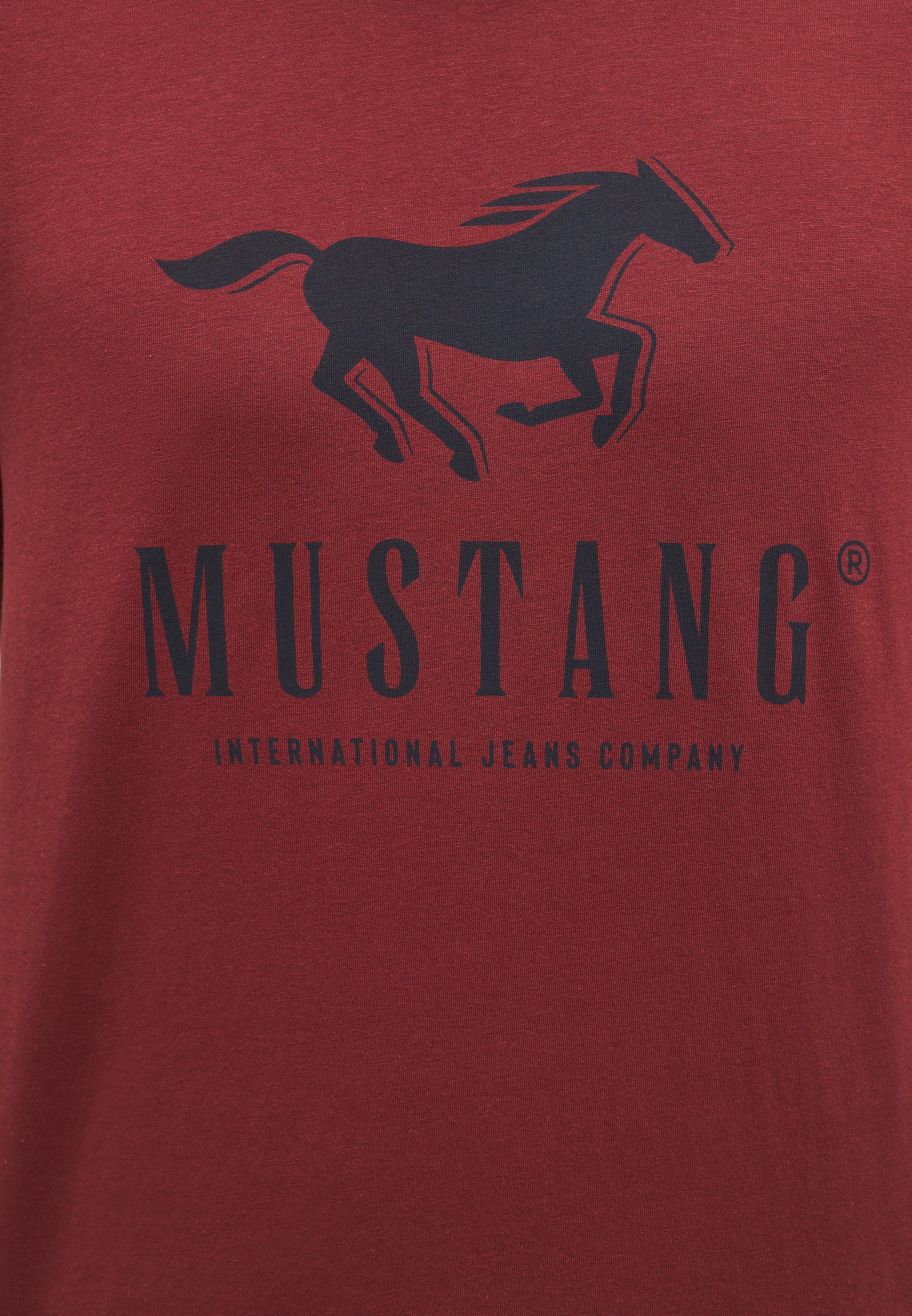 MUSTANG Mustang dunkelrot Kurzarmshirt Print-Shirt