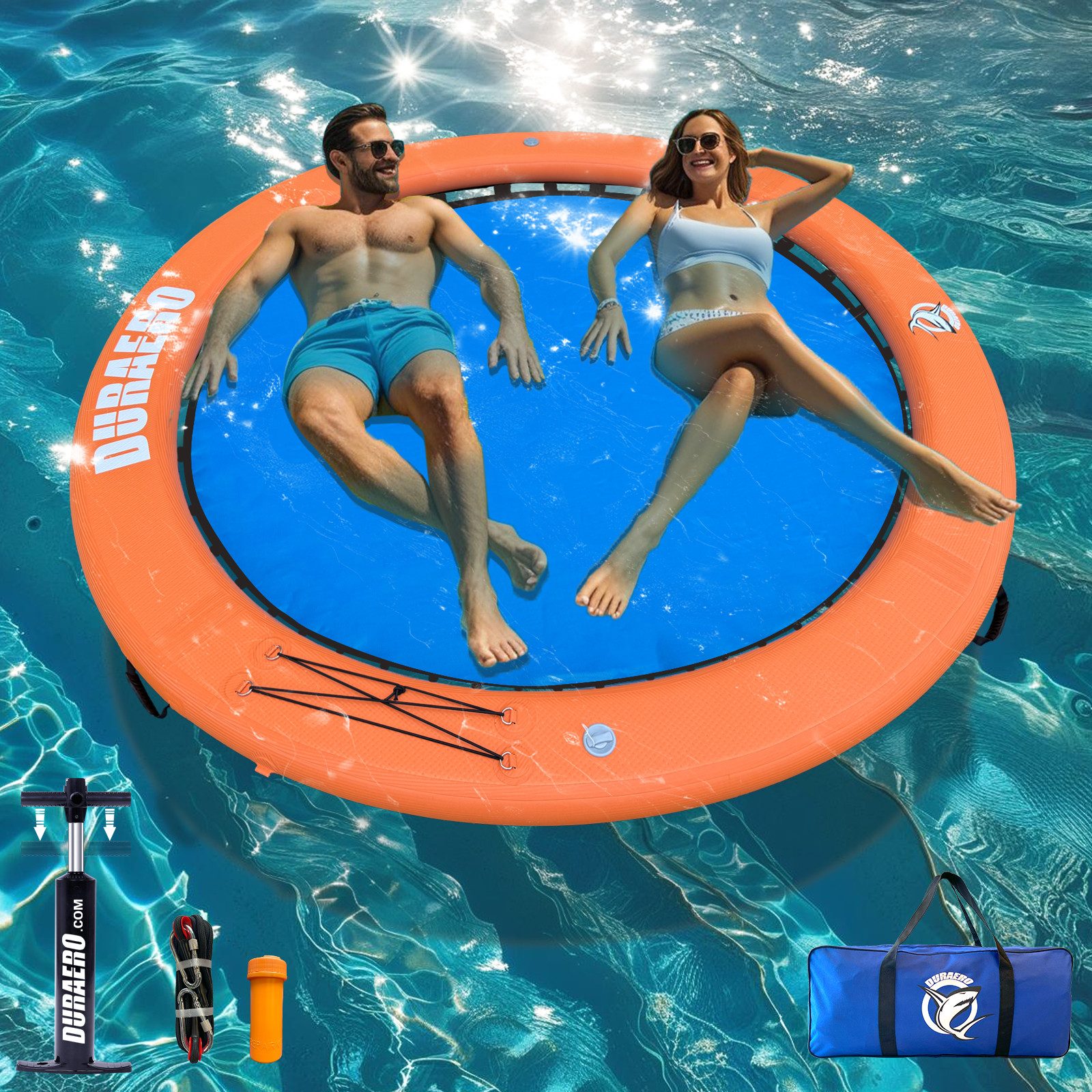 DURAERO Aufblasbare Wasser-Hängematte,Rundes,Schwimmring für See & Pool SUP-Paddel