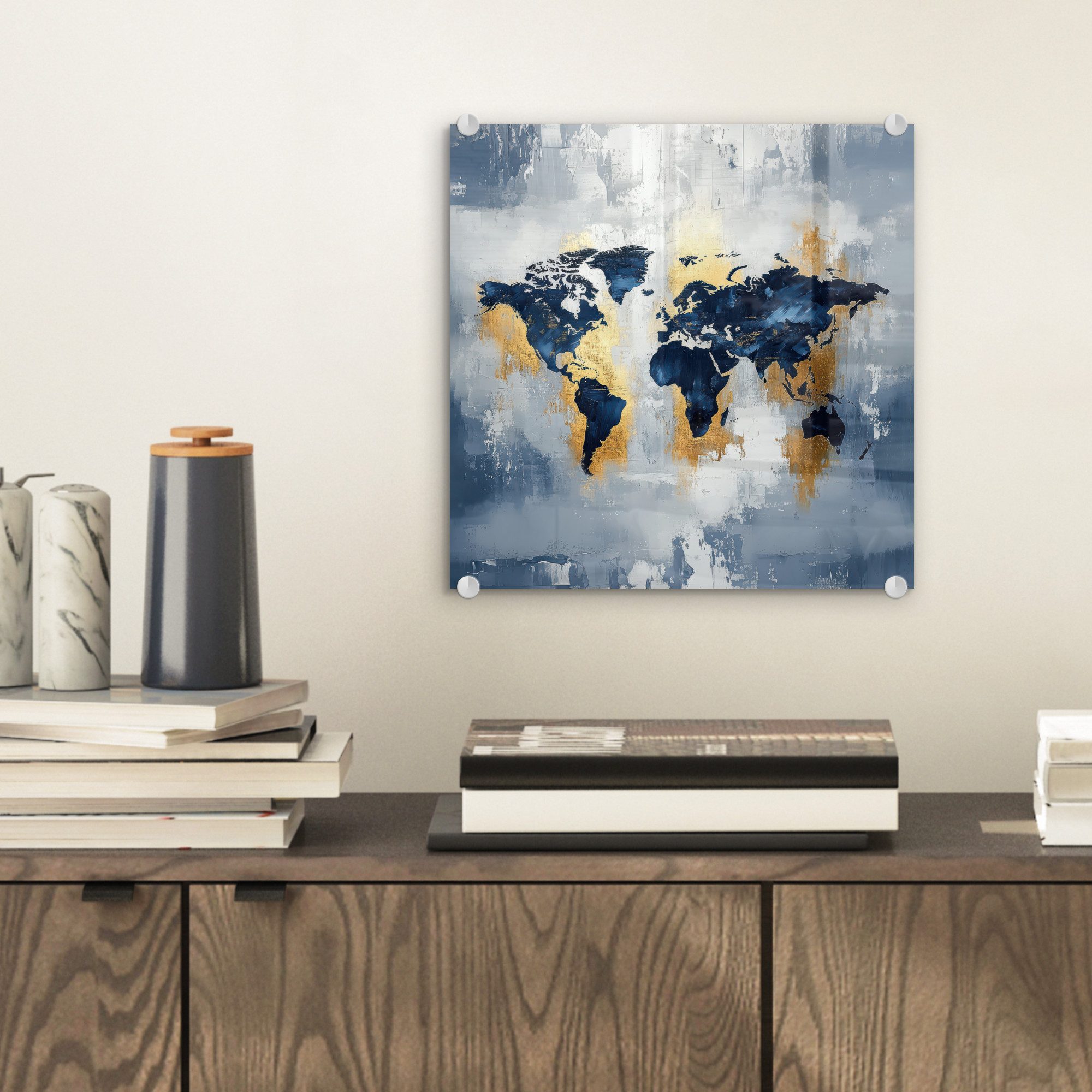MuchoWow Acrylglasbild Weltkarte - Blau - günstig online kaufen