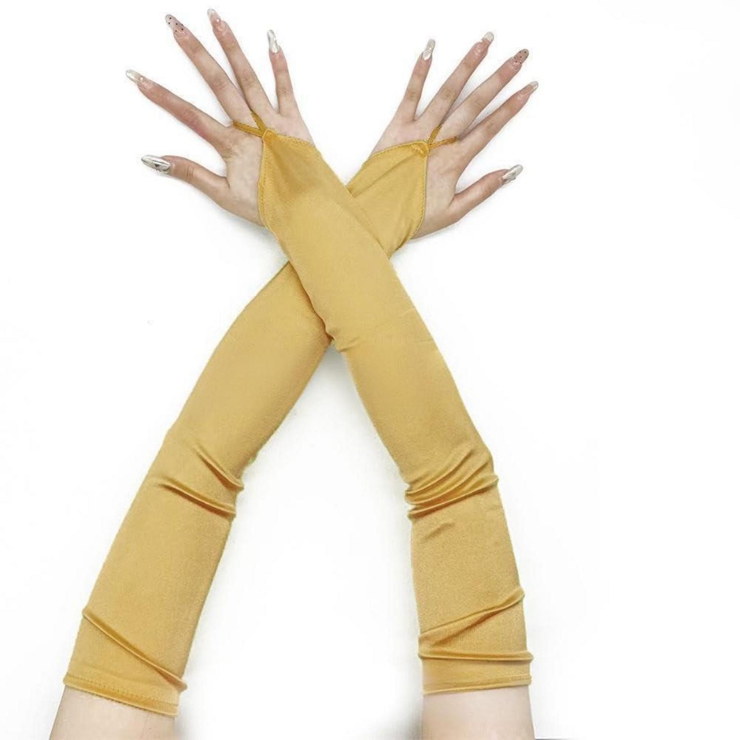 LuxusKollektion Abendhandschuhe Handschuhe Elegant Satin 50cm Gold (1-St)