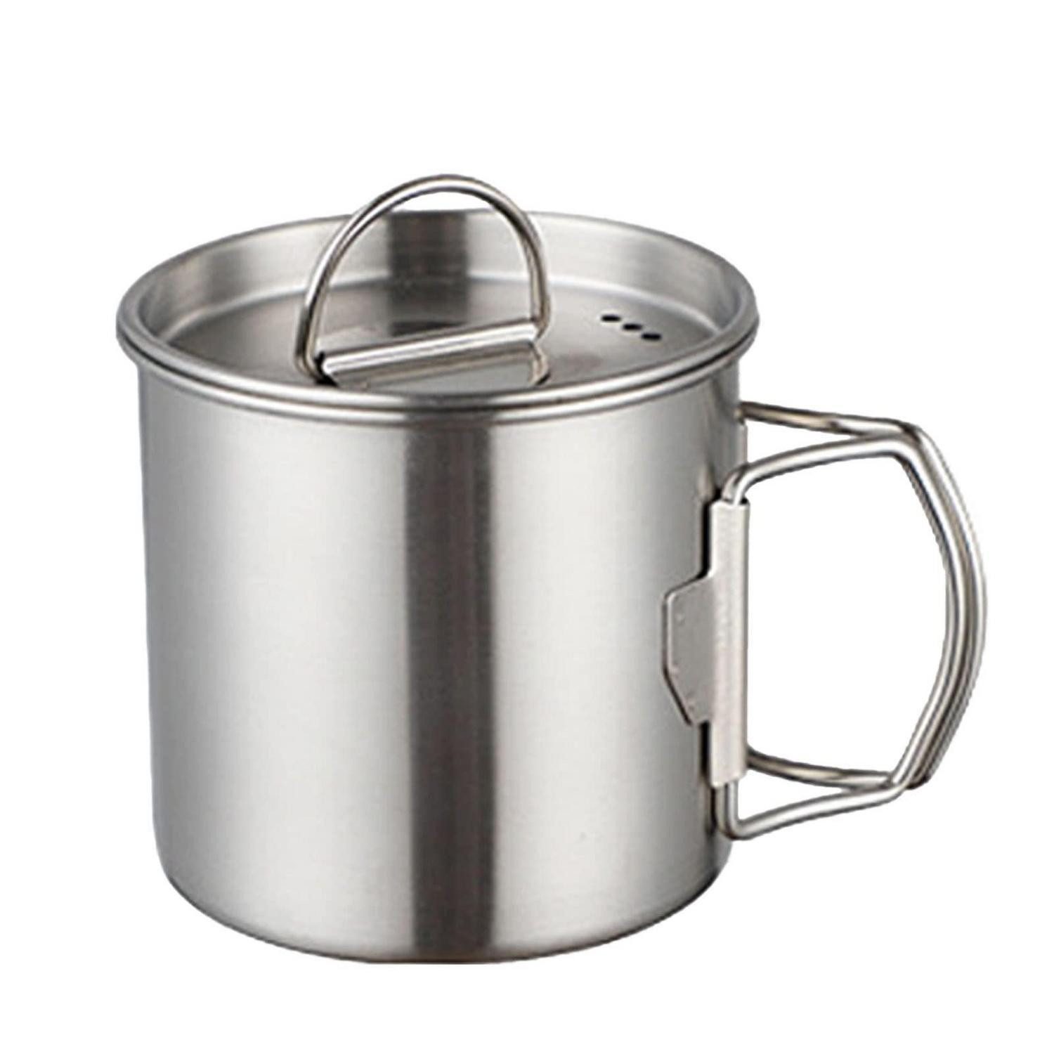 LuxusKollektion Becher Campingbecher Edelstahl 350ml mit Deckel klappbar, Metall