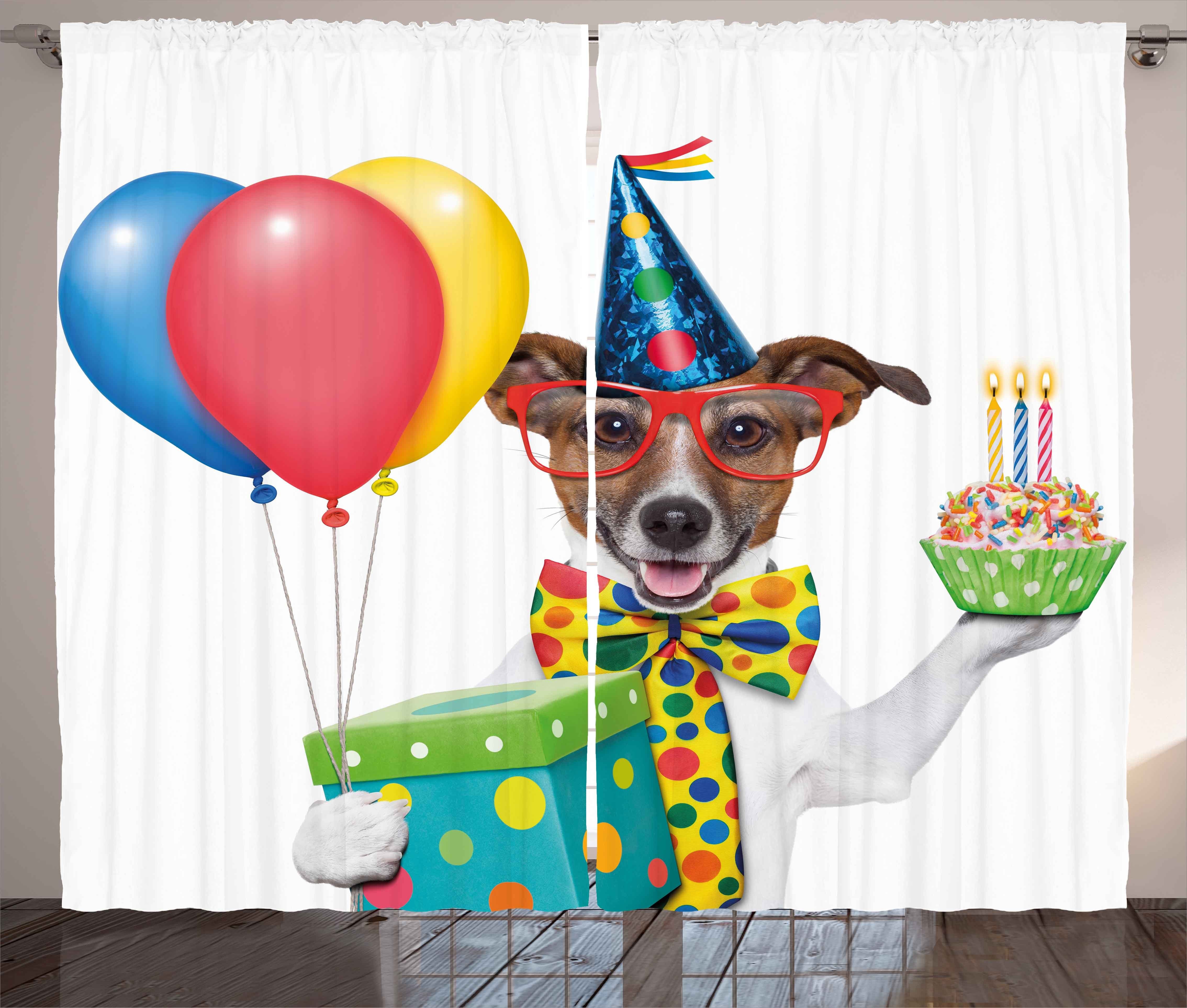 Geburtstags-Hund-Kuchen Haken, Gardine Vorhang Abakuhaus, Schlafzimmer Kräuselband mit Geburtstag und Schlaufen