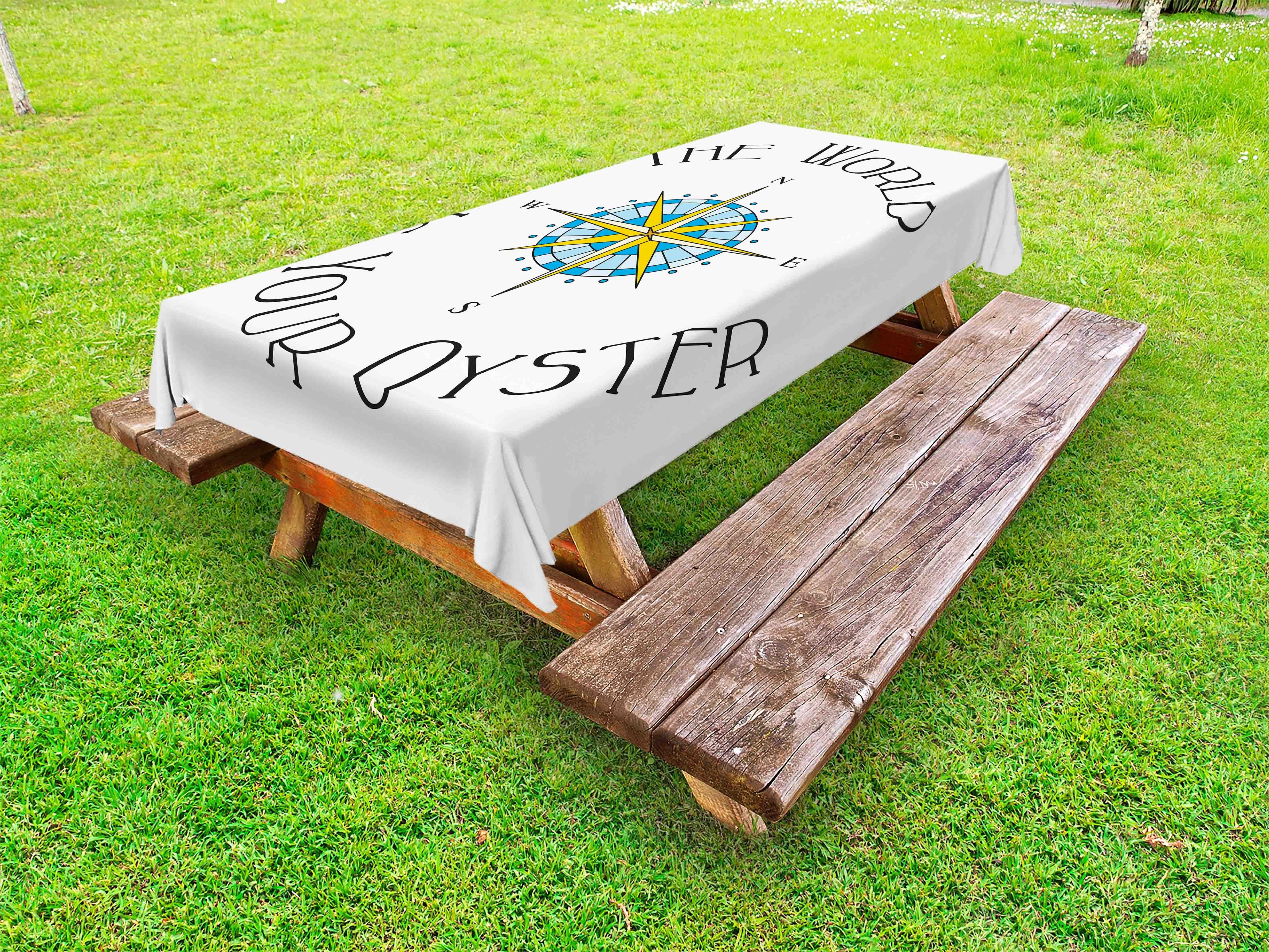 Abakuhaus Tischdecke dekorative waschbare Picknick-Tischdecke, Nautik-Party Welt ist Ihre Oyster