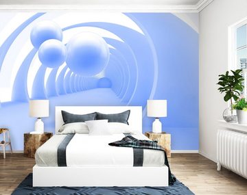 wandmotiv24 Fototapete Korridor 3D Kugeln hell blau, glatt, Wandtapete, Motivtapete, matt, Vliestapete