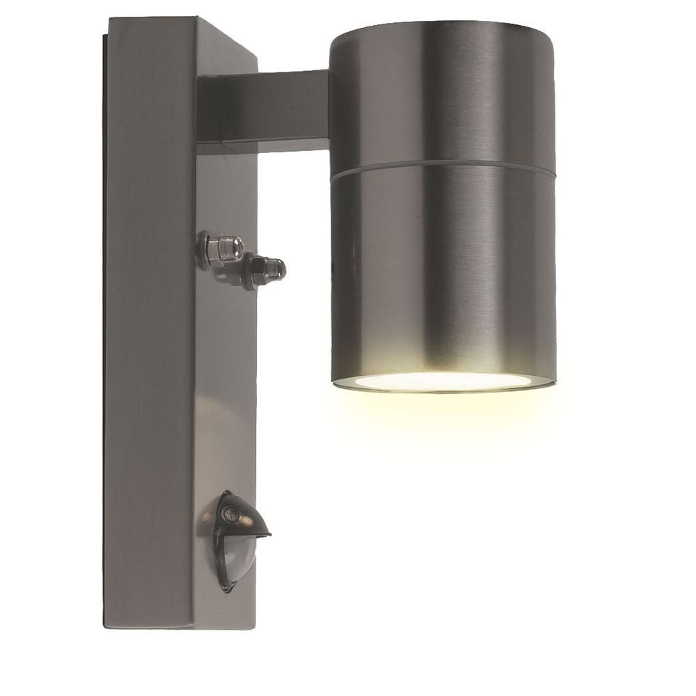 HEITRONIC Außen-Wandleuchte, Leuchtmittel nicht inklusive, Außenwandlampe Fassadenleuchte Bewegungsmelder Edelstahl H 16,3 cm