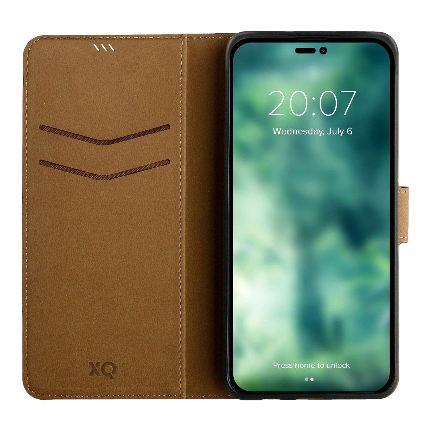 XQISIT Handyhülle Slim Wallet Selection Klapp-Tasche Cover Schwarz, Smart Schutz-Hülle Case für Apple iPhone 14 Pro