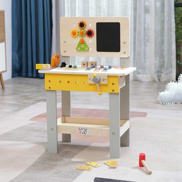 Baby Vivo Spielwerkbank Spielwerkbank höhenverstellbar Holz - Bob mit Tafel 39 Teile Zubehör