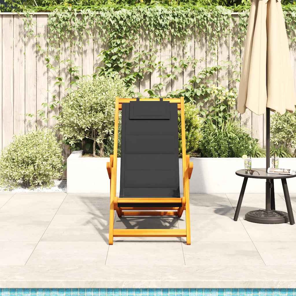 vidaXL Gartenstuhl Strandstuhl mit Armlehnen Klappbar Schwarz Textilene (1 St)