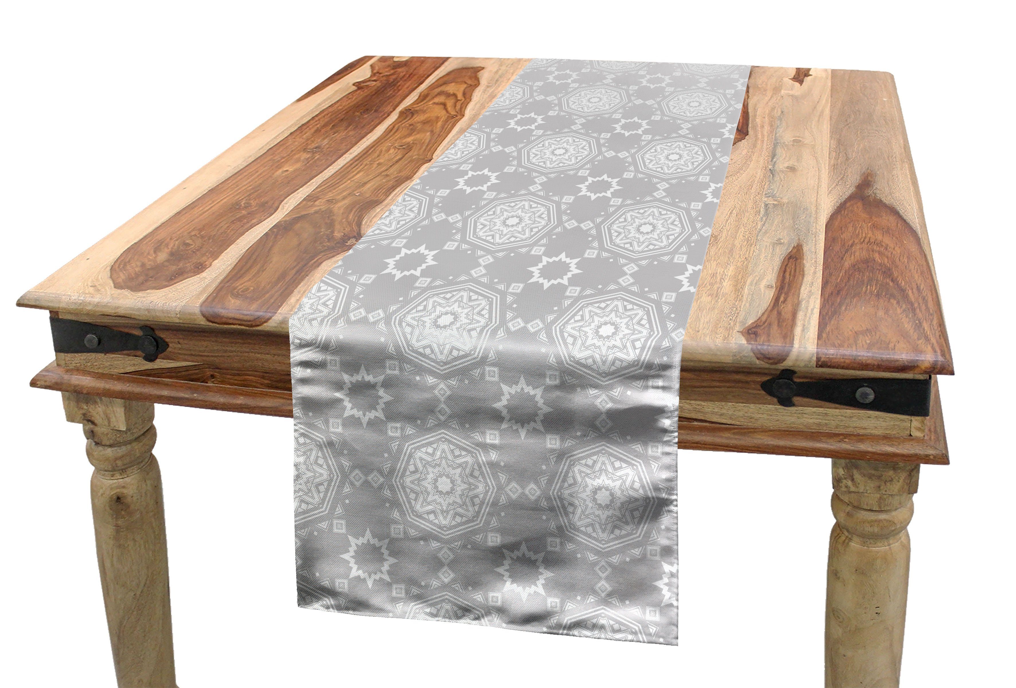 Abakuhaus Tischläufer Esszimmer Küche Rechteckiger Dekorativer Tischläufer, Orientalisch Starry Mandala Gedämpfte Töne