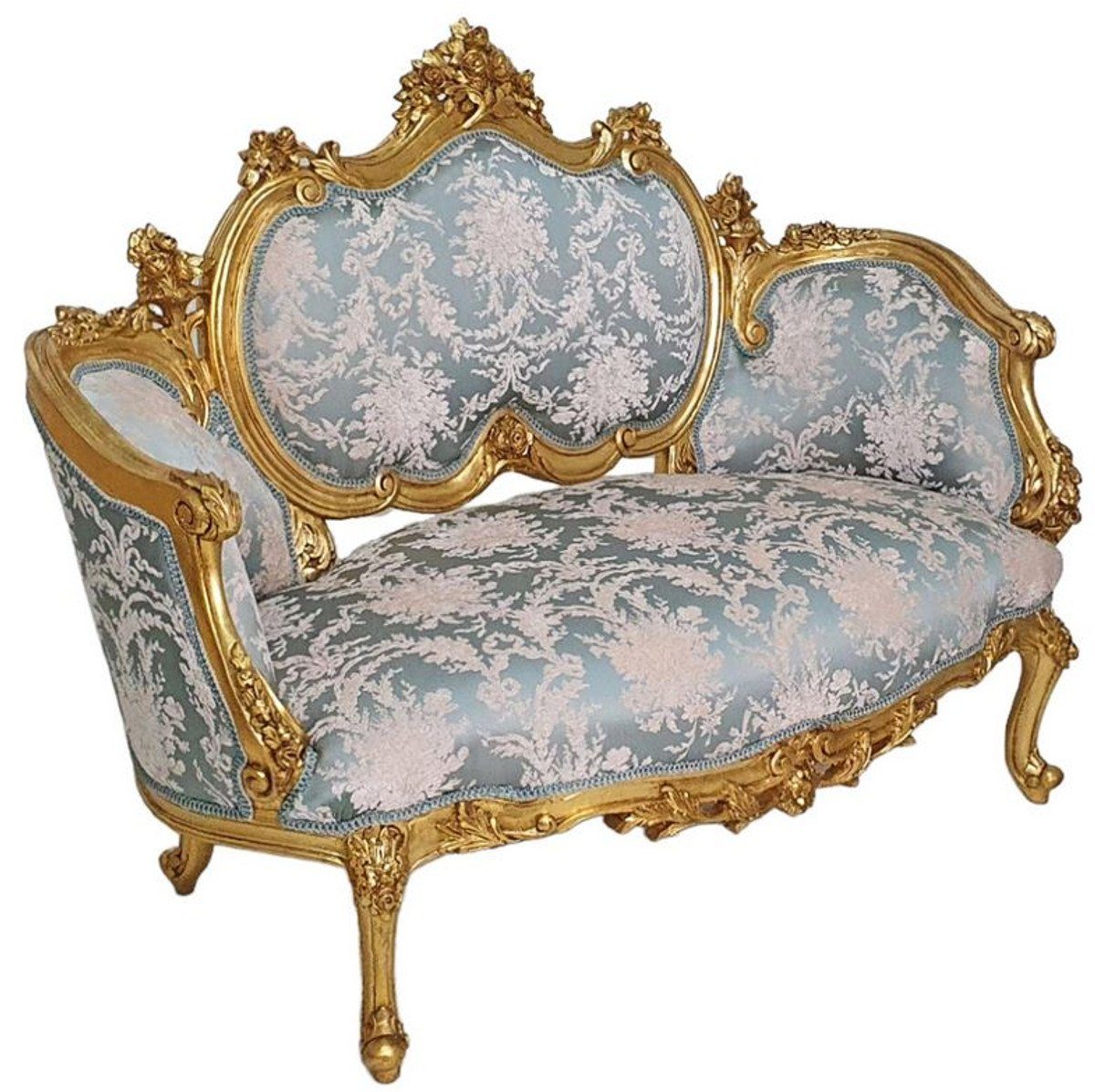 Barock Wohnzimmer Prunkvolle Möbel / Sofa / Möbel - Wohnzimmer - Gold Rosa - Antik Casa Möbel Stil Handgefertigtes - Barock Barock Türkis Padrino Sofa Casa im Padrino Barockstil Einrichtung - Barockstil im Sofa