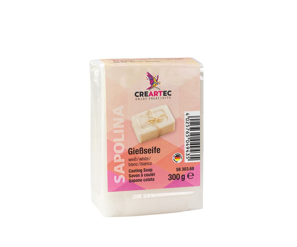 CREARTEC Rohseife Gießseife in Weiß - 300g - für die eigene Seifenherstellung, mit Duftölen und Farben mischbar - Made in Germany